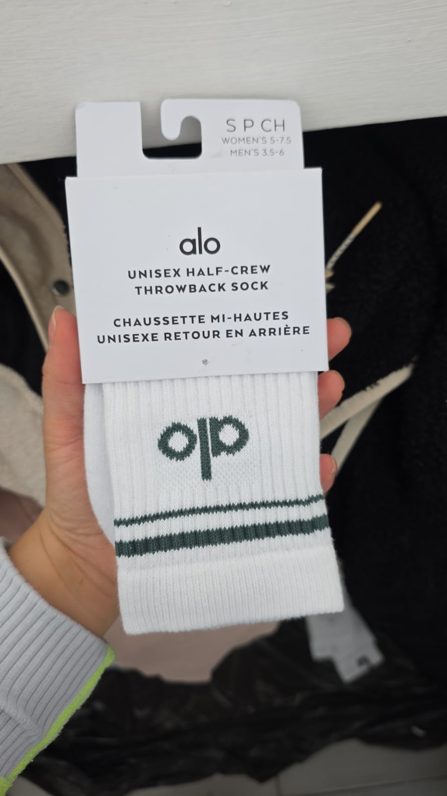 THROWBACK SOCK WITHE/ CLOVER GREEN