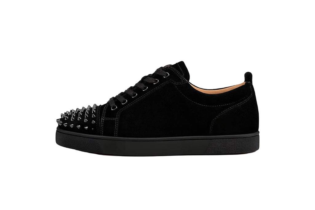 LOUIS JUNIOR SPIKES FLAT - VEAU VELOURS BLACK/BLACK