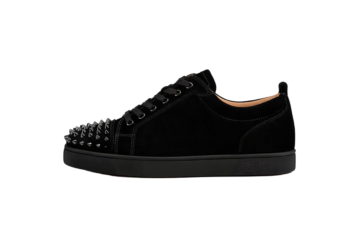 LOUIS JUNIOR SPIKES FLAT - VEAU VELOURS BLACK/BLACK