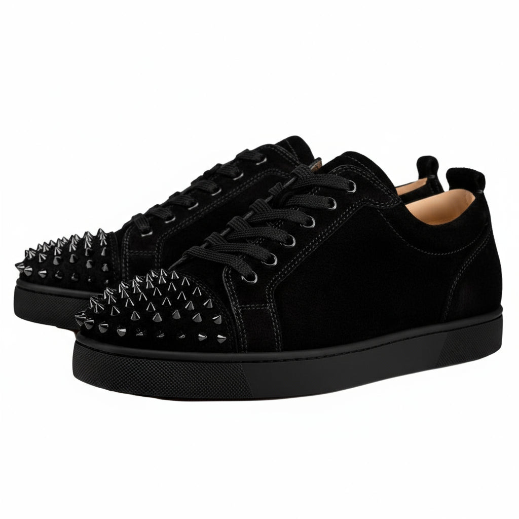 LOUIS JUNIOR SPIKES FLAT - VEAU VELOURS BLACK/BLACK
