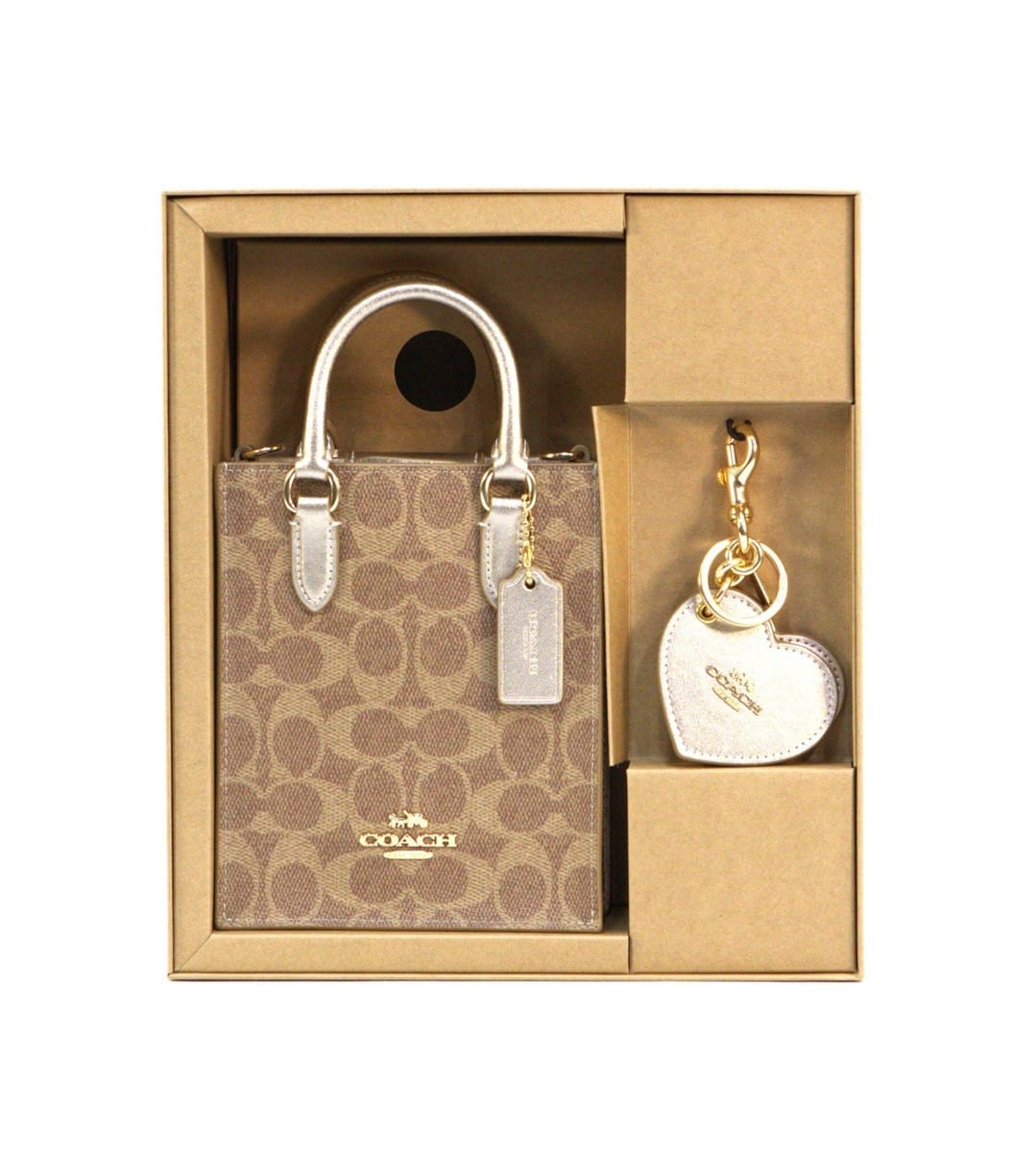 MINI NORTH SOUTH TOTE BOX IM/TAN/LIGHT CHAMPAGNE