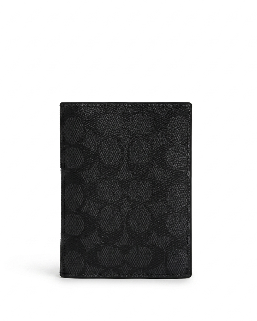 COACH - PASSPORT CARD CASE IN SIGNATURE BLACK
