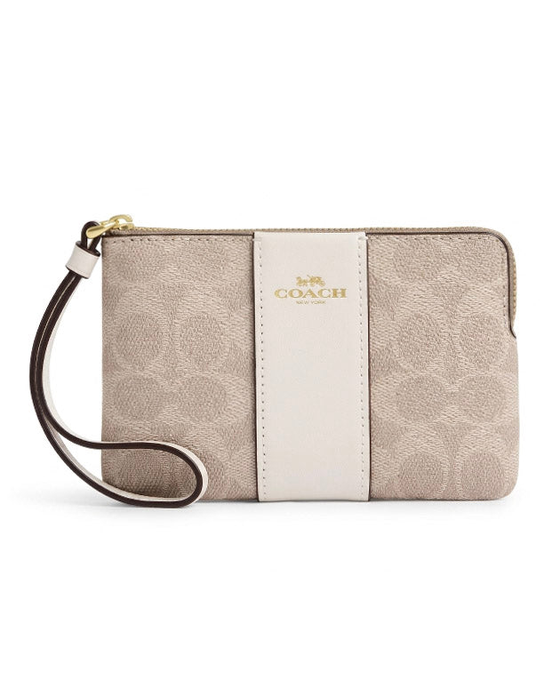 CORNER ZIPPER SIGNATURE LIGHT STRAP IM/SAND/CHALK