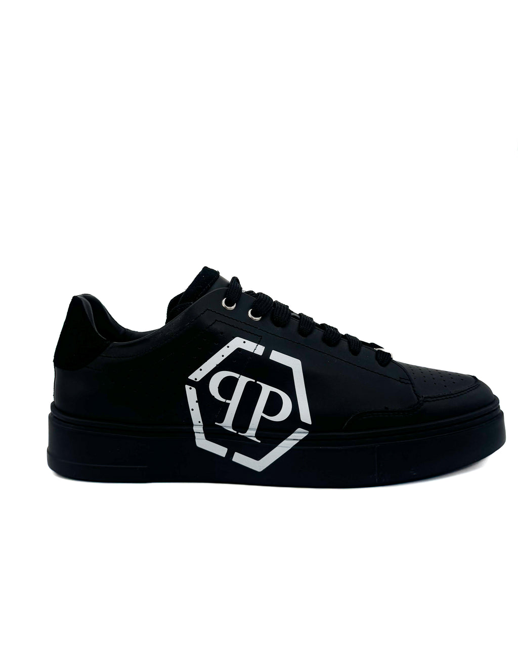 PHILIPP PLEIN - LOW TOP SNEAKERS CARSON HEXAGON BLACK/BLACK