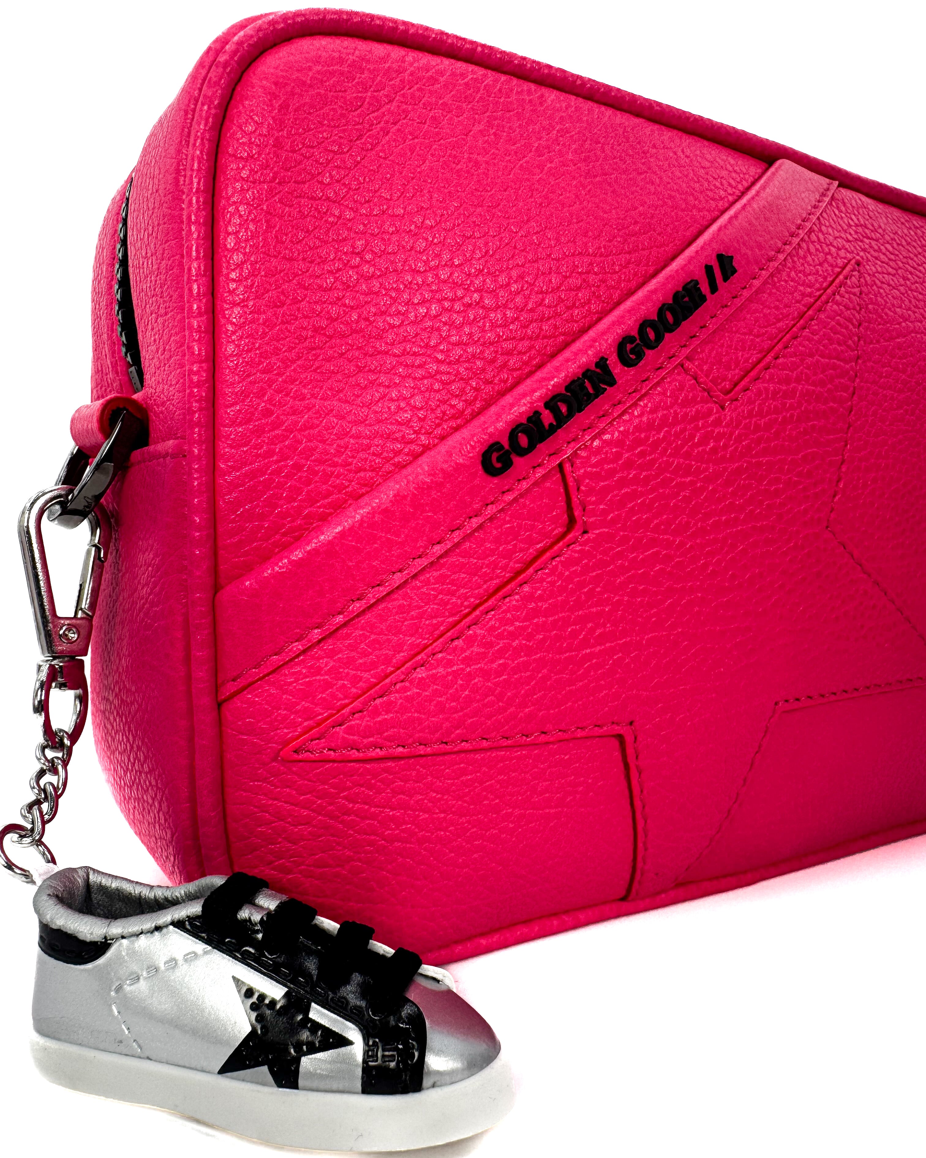 GOLDEN GOOSE - STAR BAG JACQUARD SHOULDER STRAP NEON PINK