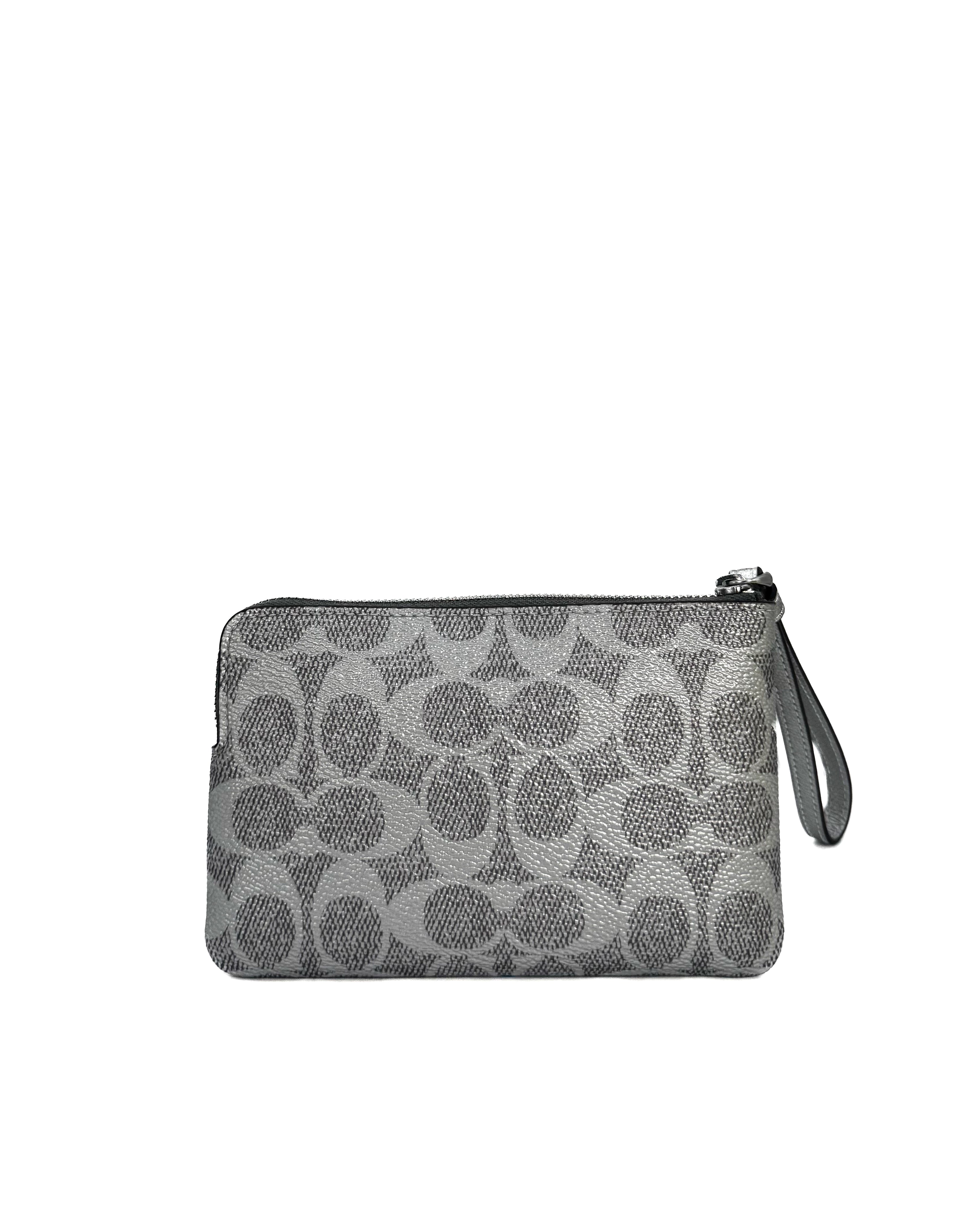 COACH - CRN ZIP MTLC SIGNATURE SV/GRAY/SILVER