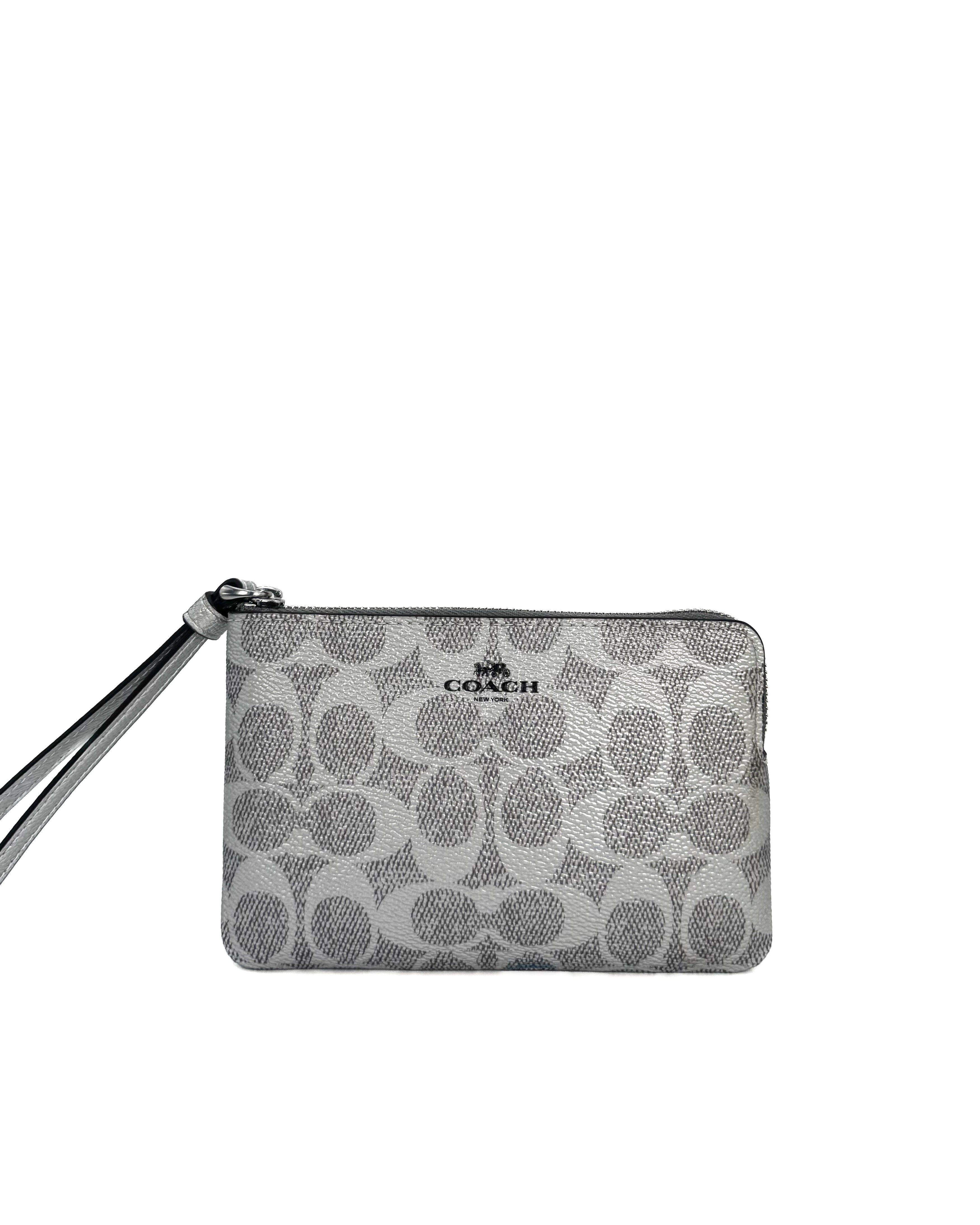 COACH - CRN ZIP MTLC SIGNATURE SV/GRAY/SILVER