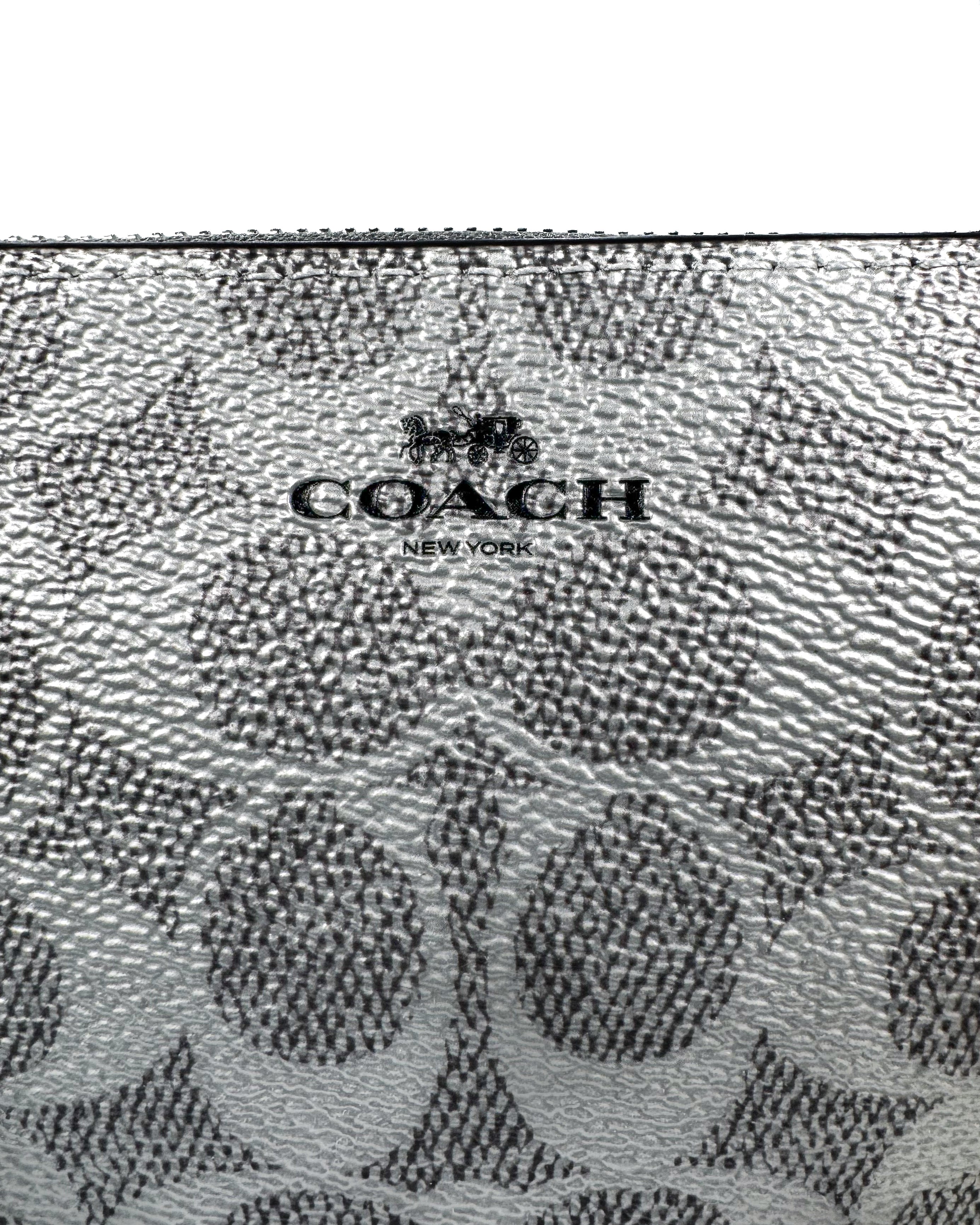COACH - CRN ZIP MTLC SIGNATURE SV/GRAY/SILVER