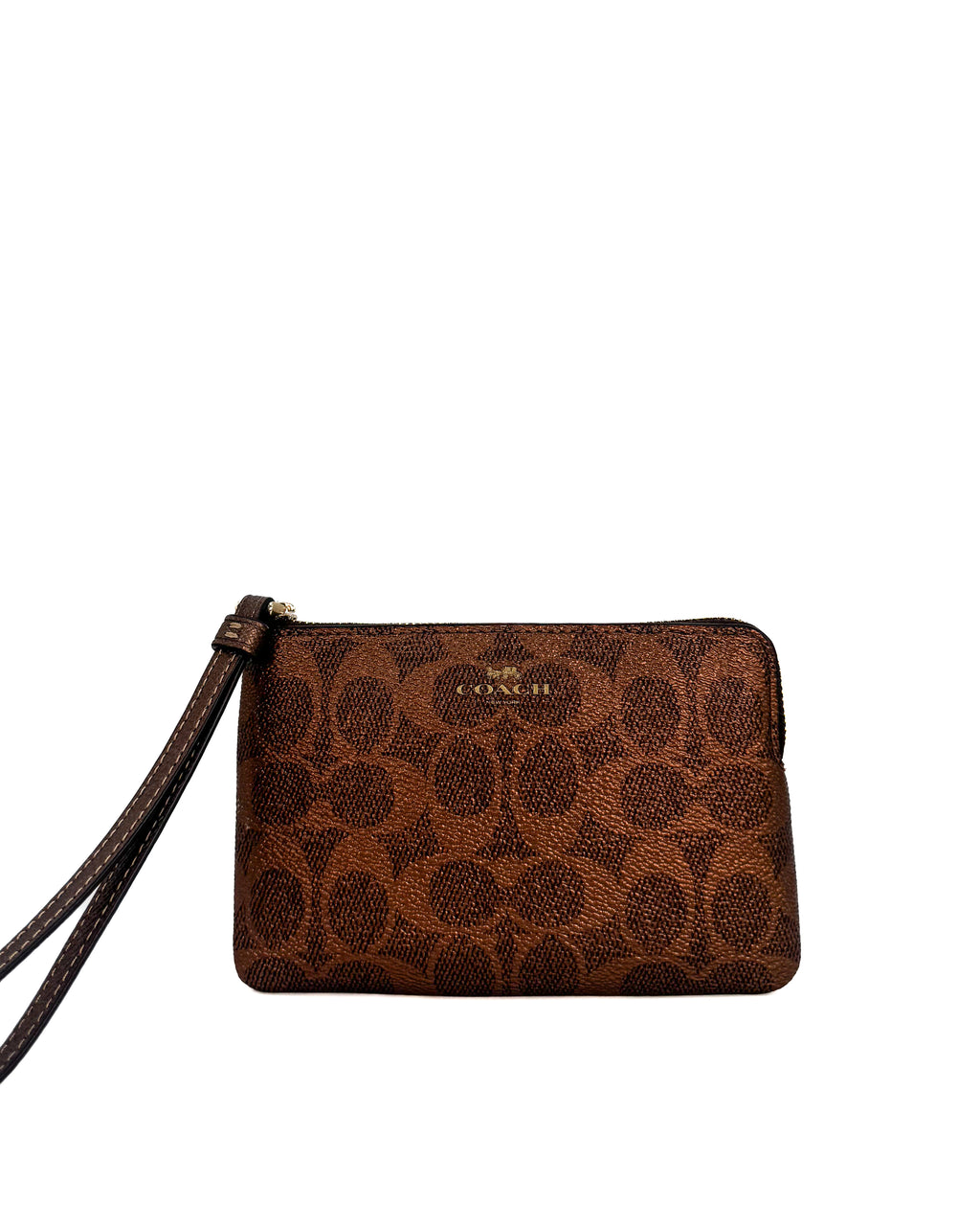 COACH - CRN ZIP MTLC SIGNATURE IM/BROWN/COPPER