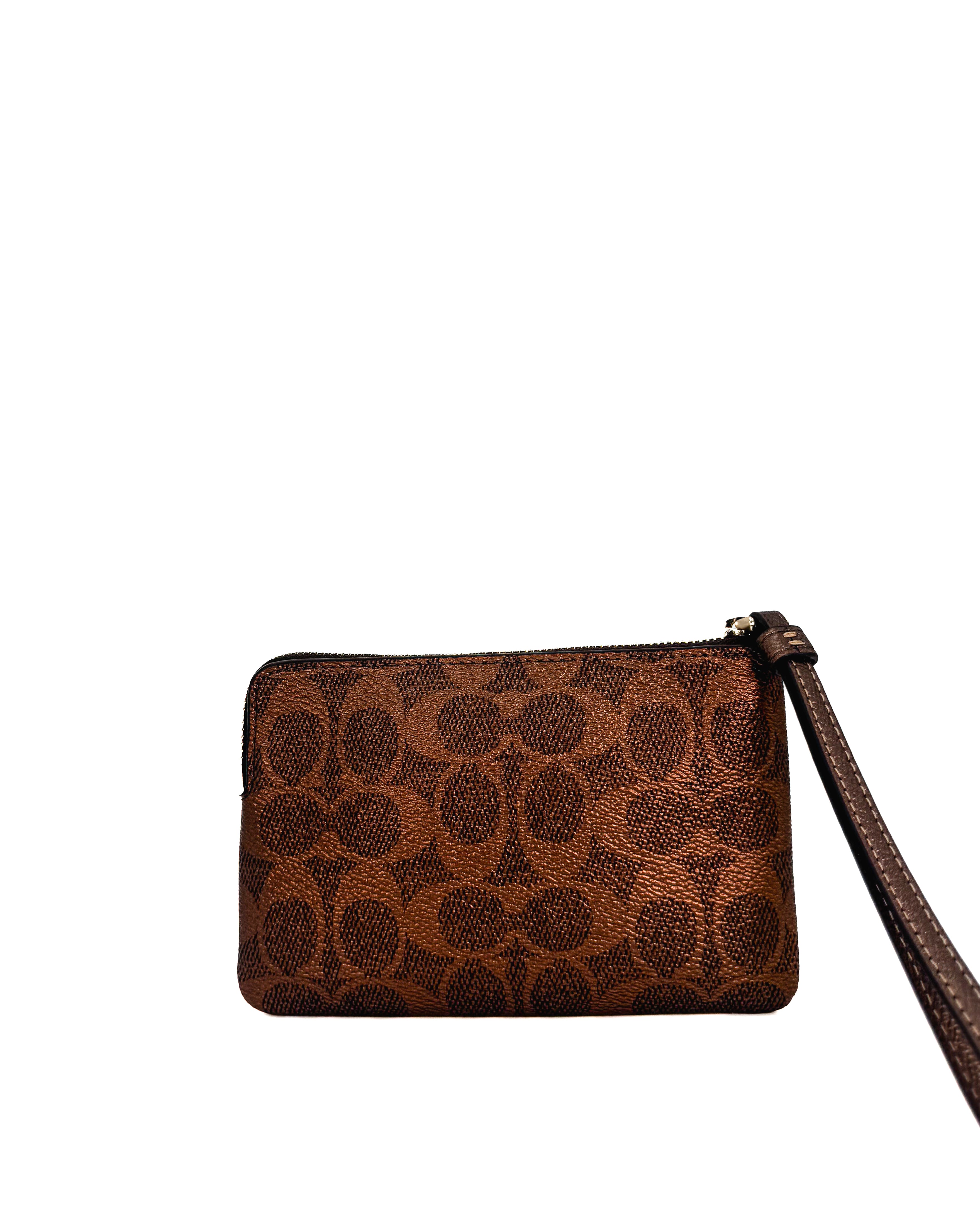 COACH - CRN ZIP MTLC SIGNATURE IM/BROWN/COPPER