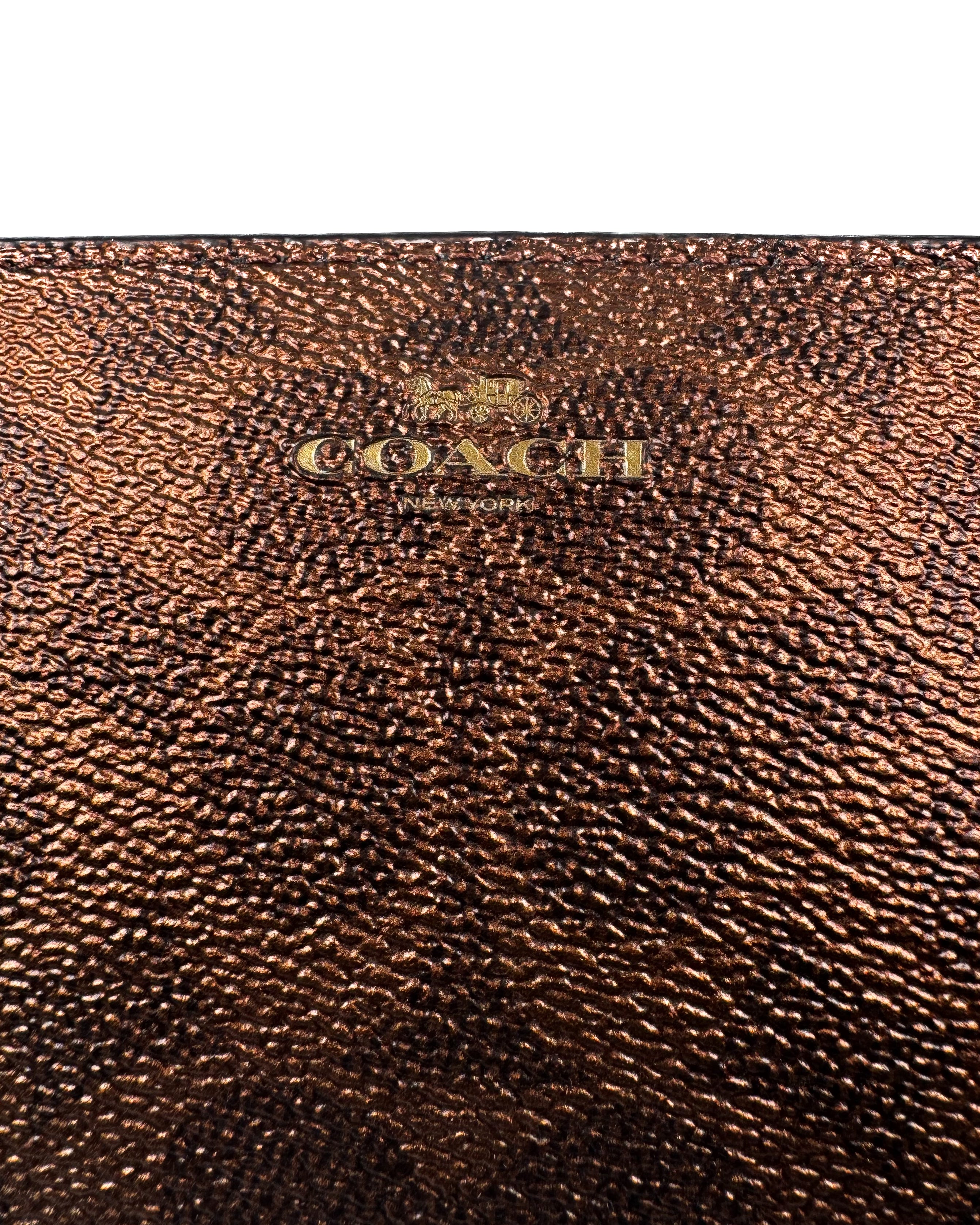 COACH - CRN ZIP MTLC SIGNATURE IM/BROWN/COPPER