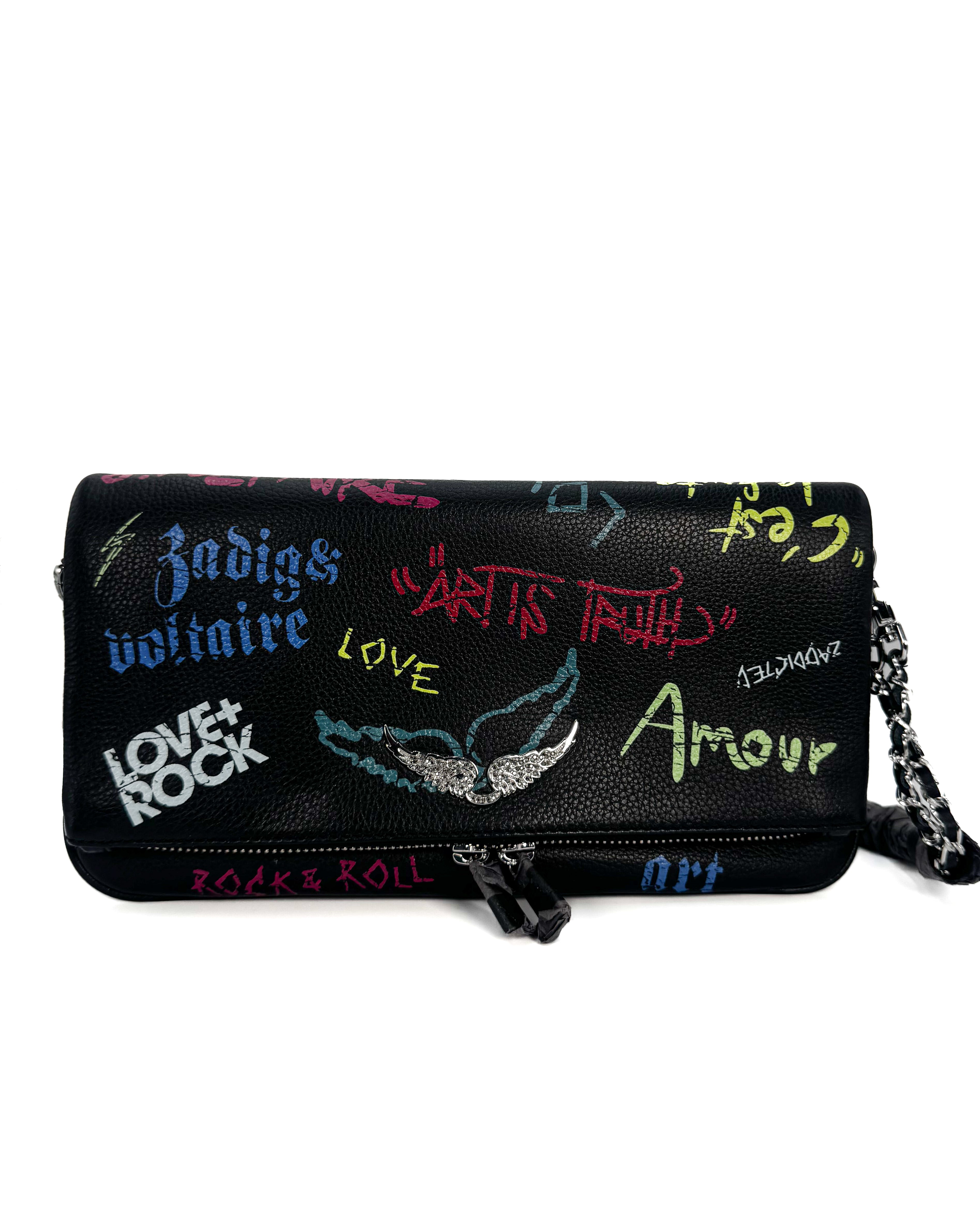 ZADIG & VOLTAIRE - ROCK GRAINED LEATHER TAG NOIR