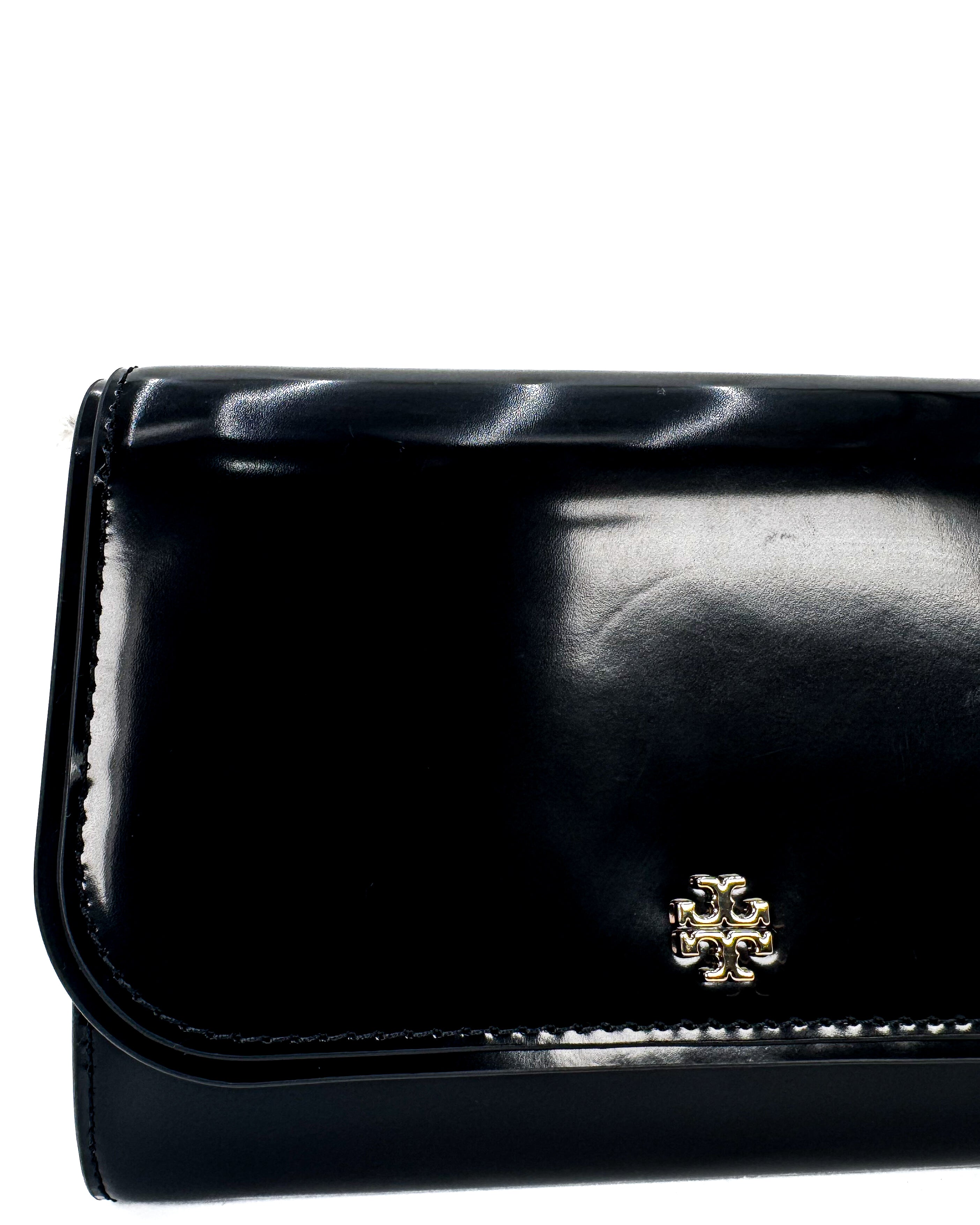 TORY BURCH - EMERSON SMOOTH CHAIN WALLET BLACK /001