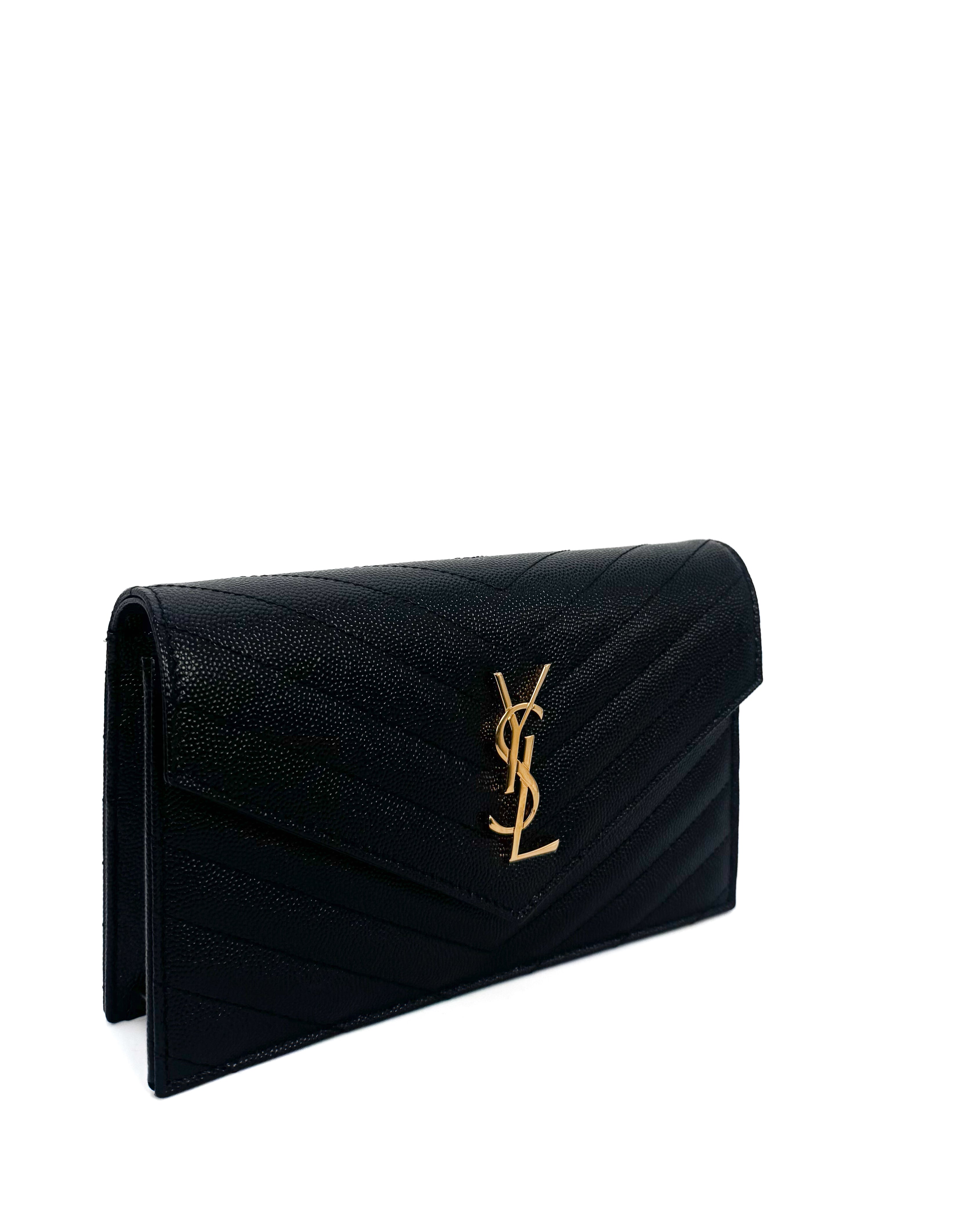 YVES SAINT LAURENT - CASSANDRE LARGE FLAP WALLET BLACK