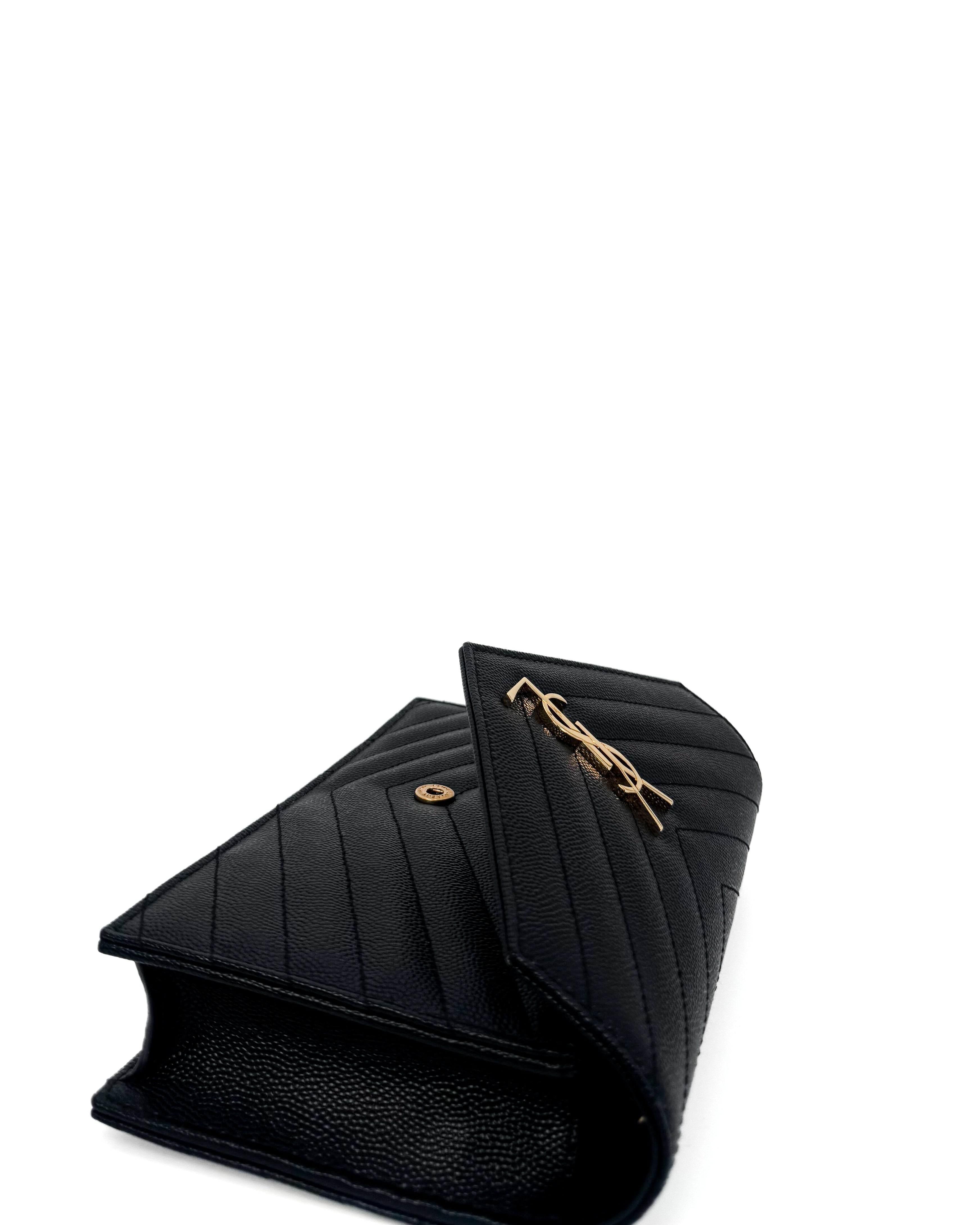 YVES SAINT LAURENT - CASSANDRE LARGE FLAP WALLET BLACK
