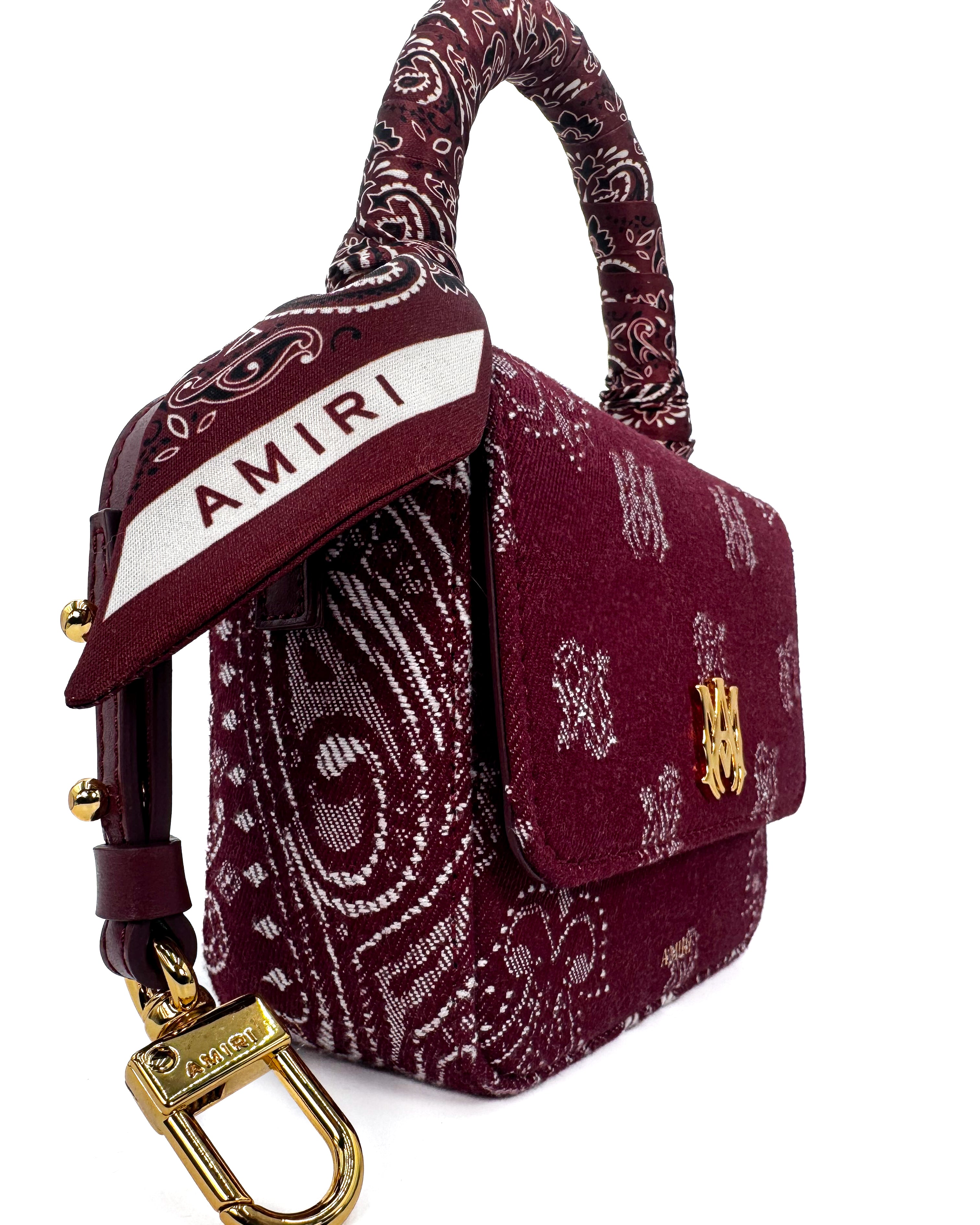 AMIRI - DENIM BANDANA MICRO MA BAG DEEP RED
