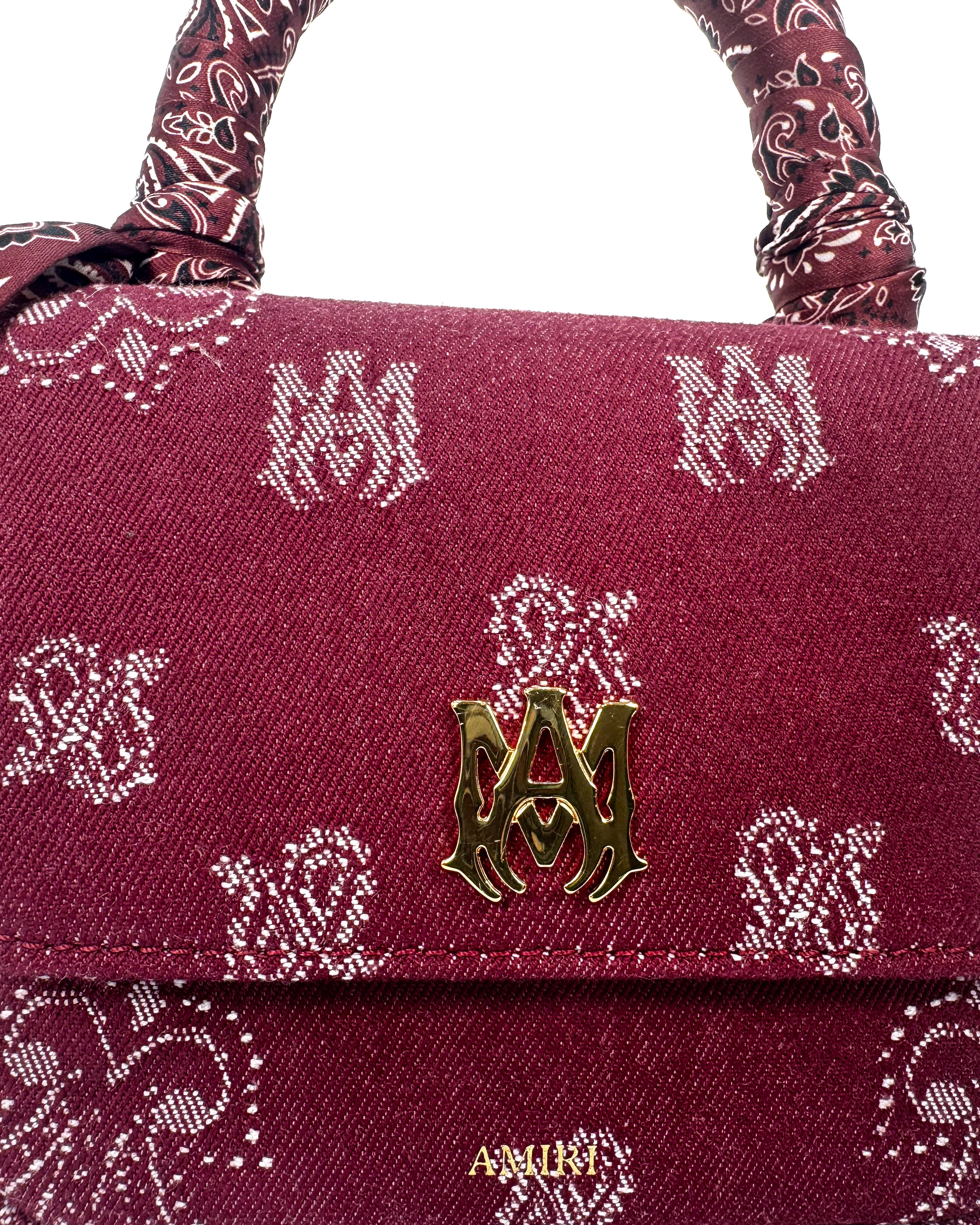 AMIRI - DENIM BANDANA MICRO MA BAG DEEP RED