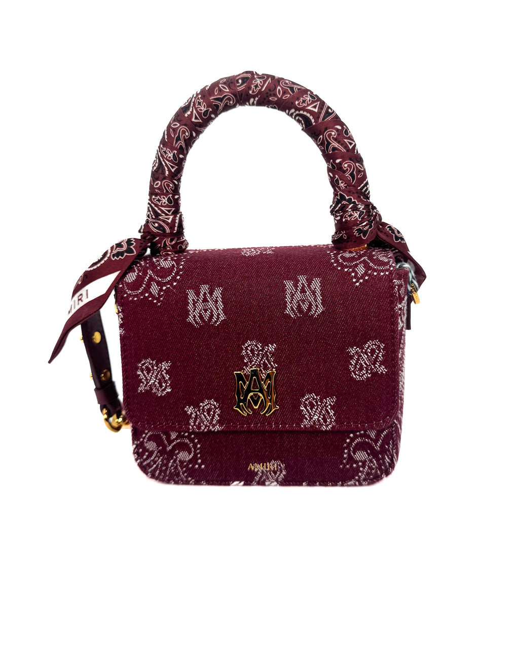 AMIRI - DENIM BANDANA MICRO MA BAG DEEP RED