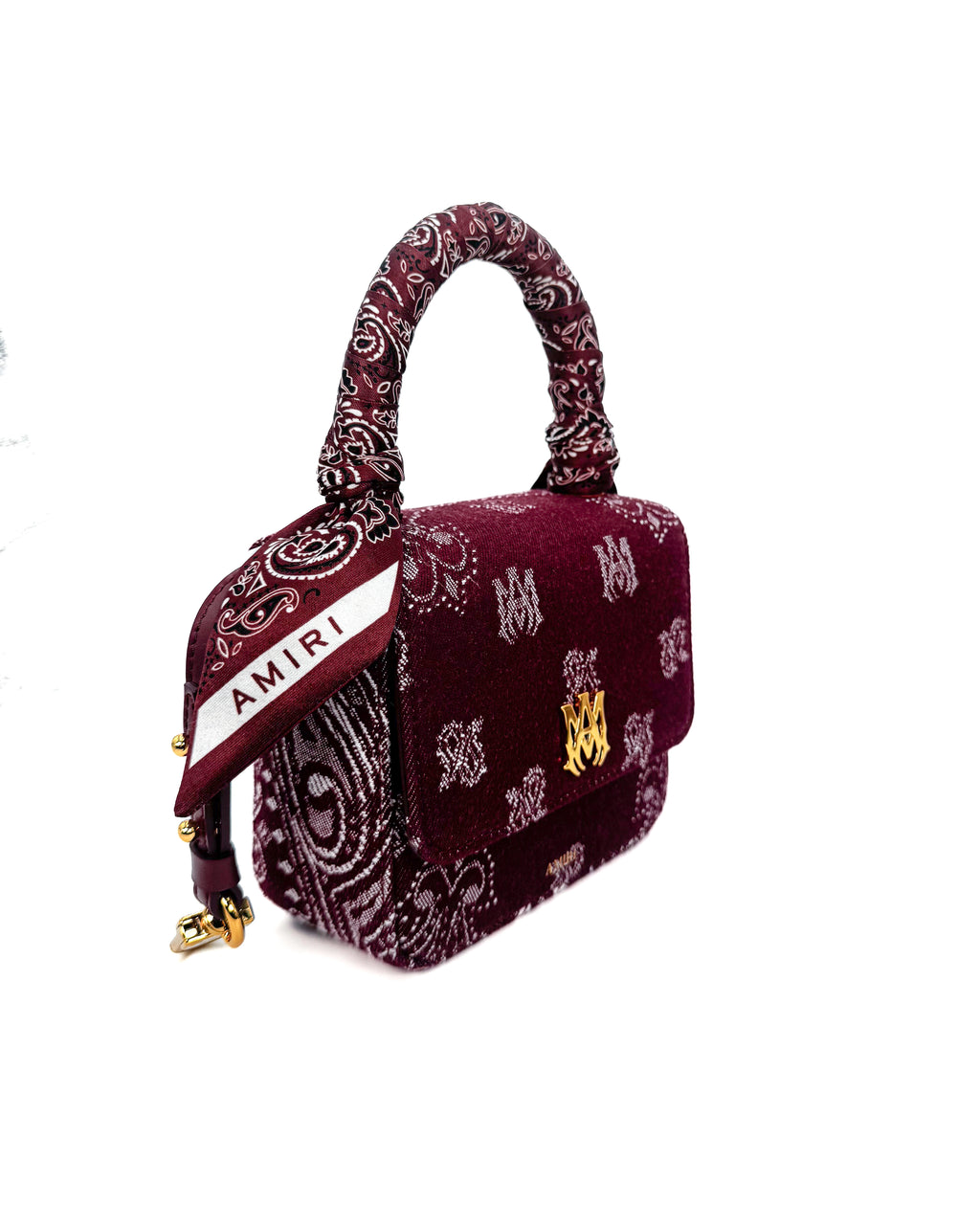 AMIRI - DENIM BANDANA MICRO MA BAG DEEP RED