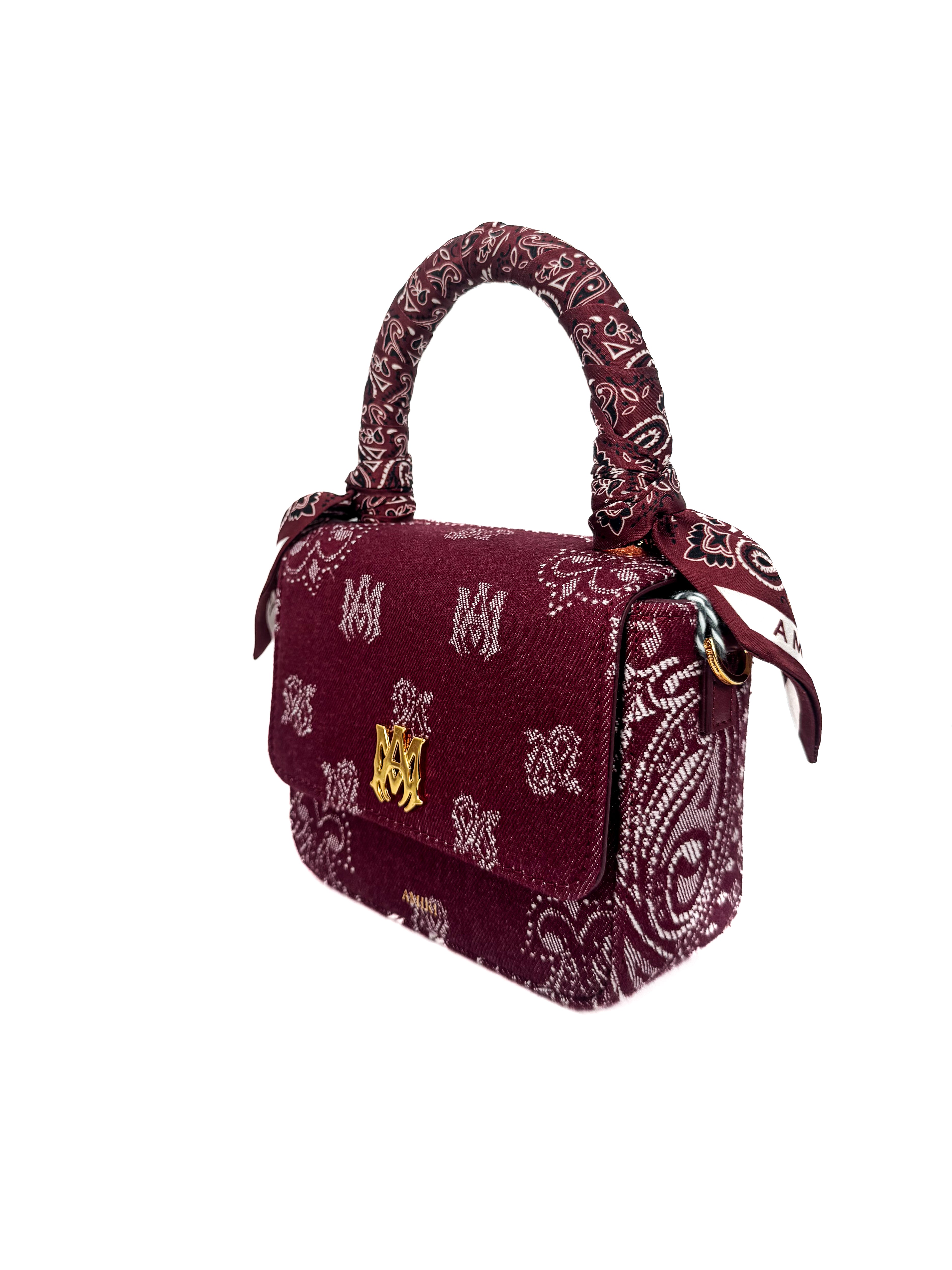 AMIRI - DENIM BANDANA MICRO MA BAG DEEP RED