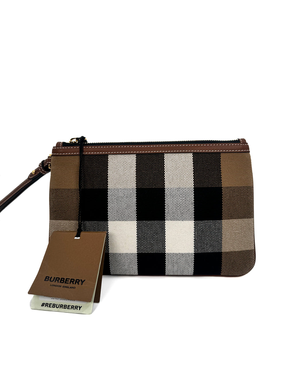 BURBERRY - LEATHER POUCH BROWN