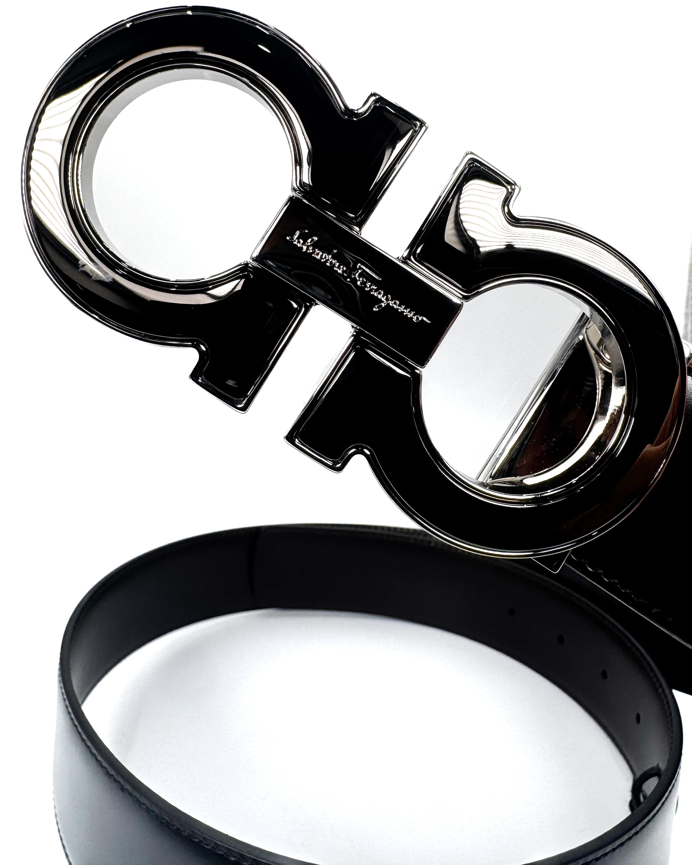 FERRAGAMO - REVERSIBLE GANCINI BELT BLACK
