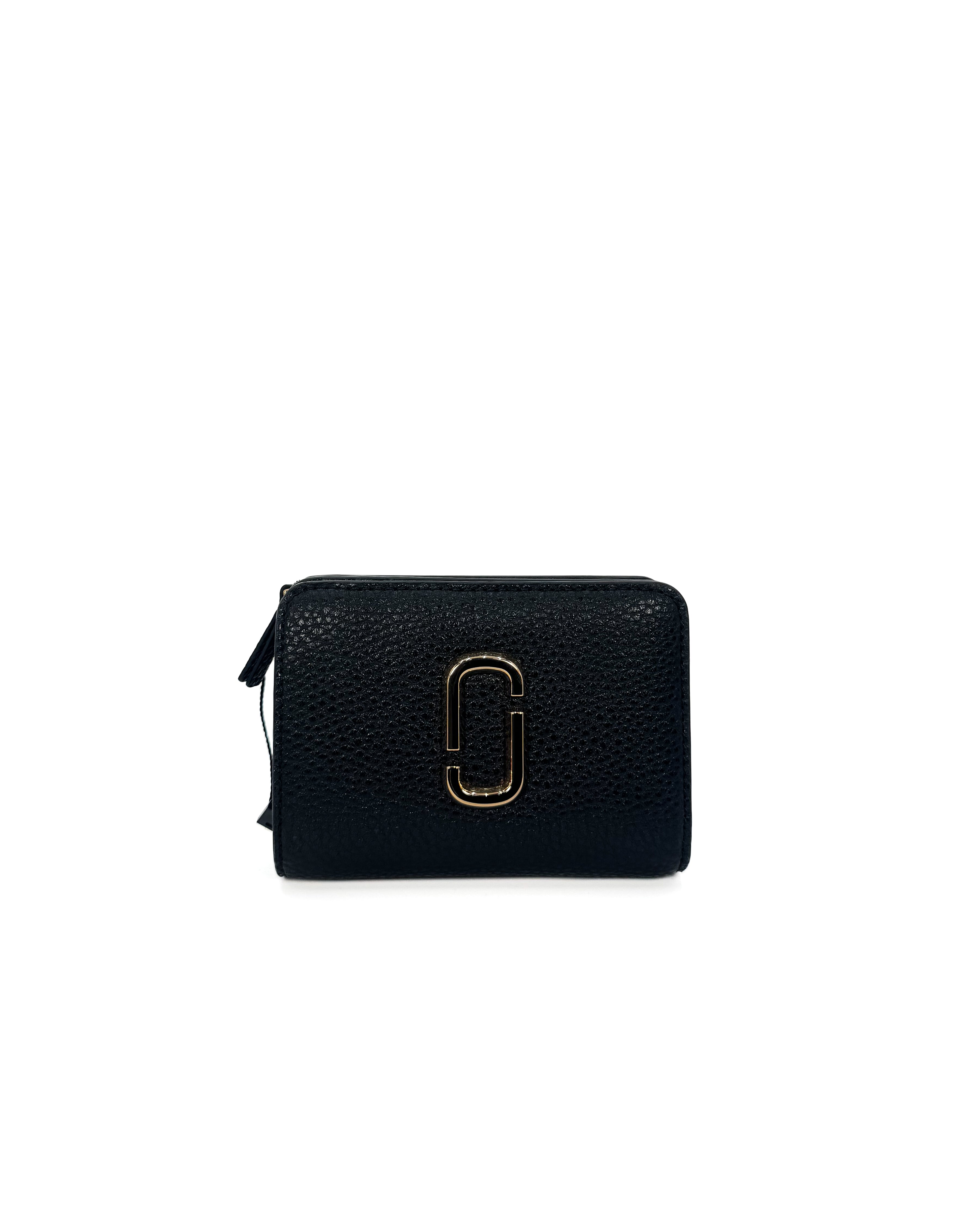 MARC JACOBS - THE PEBBLE MINI COMPACT WALLET BLACK 001