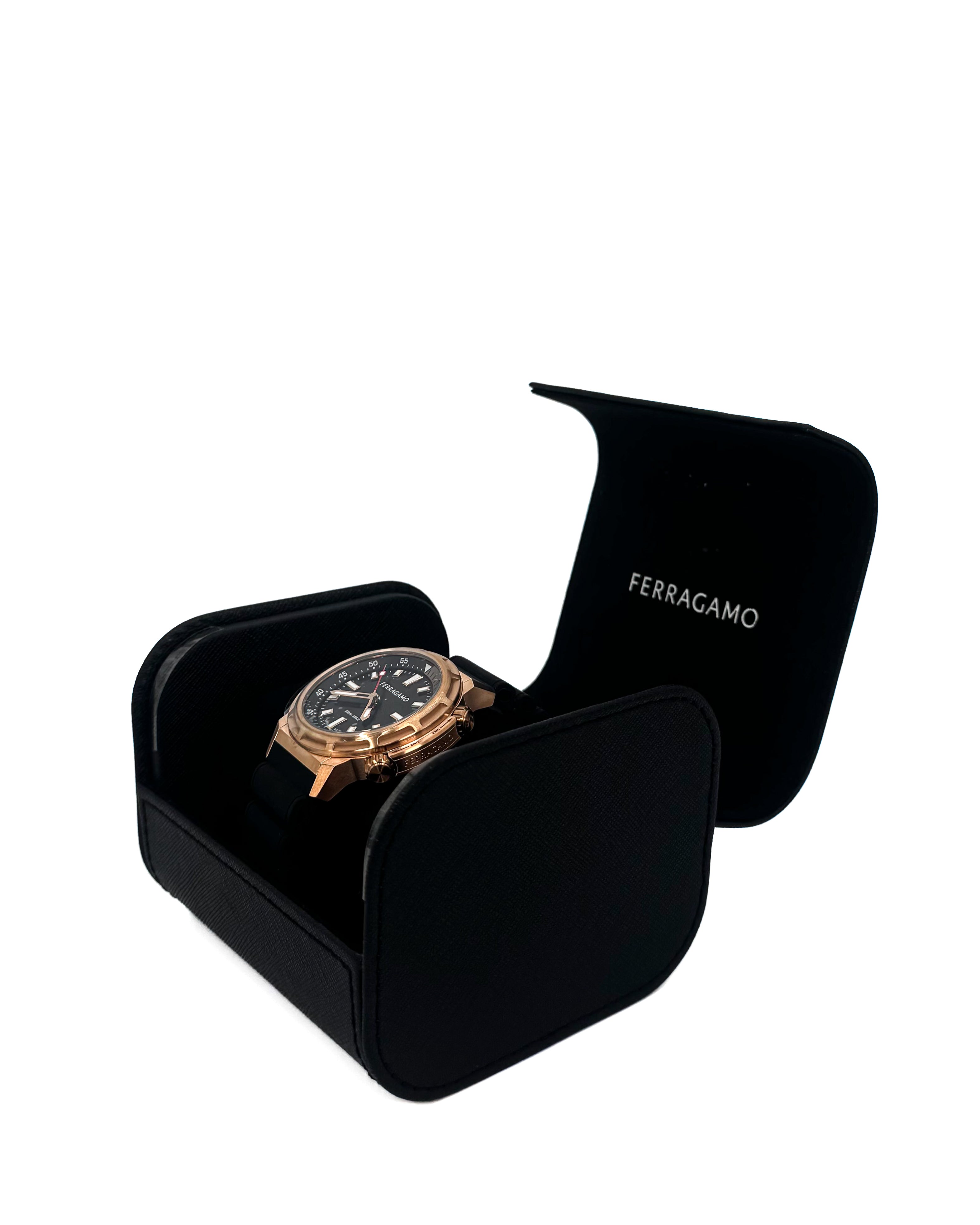 FERRAGAMO - GEN Z 46 MM QTZ SILICONE GOLD BLACK