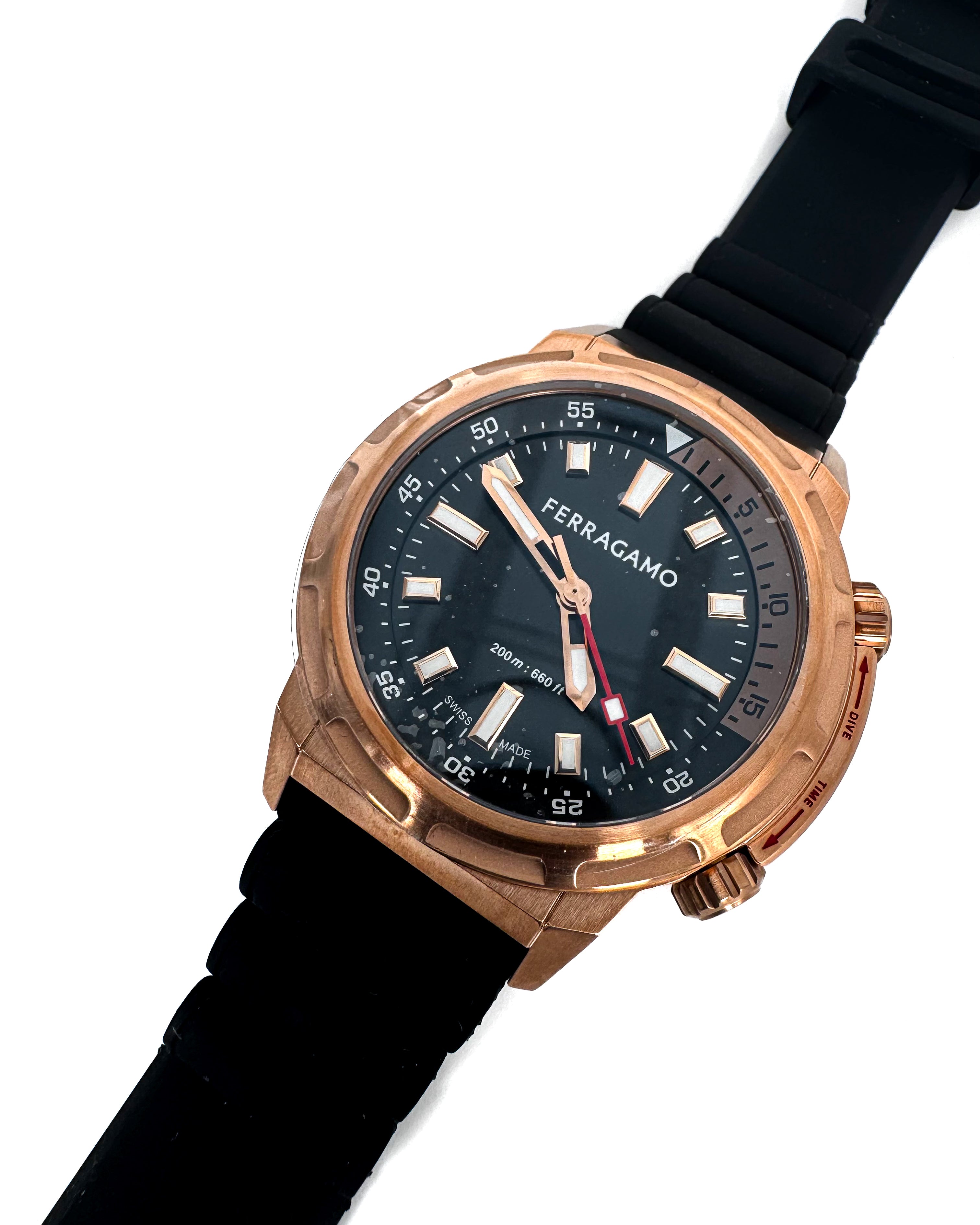 FERRAGAMO - GEN Z 46 MM QTZ SILICONE GOLD BLACK
