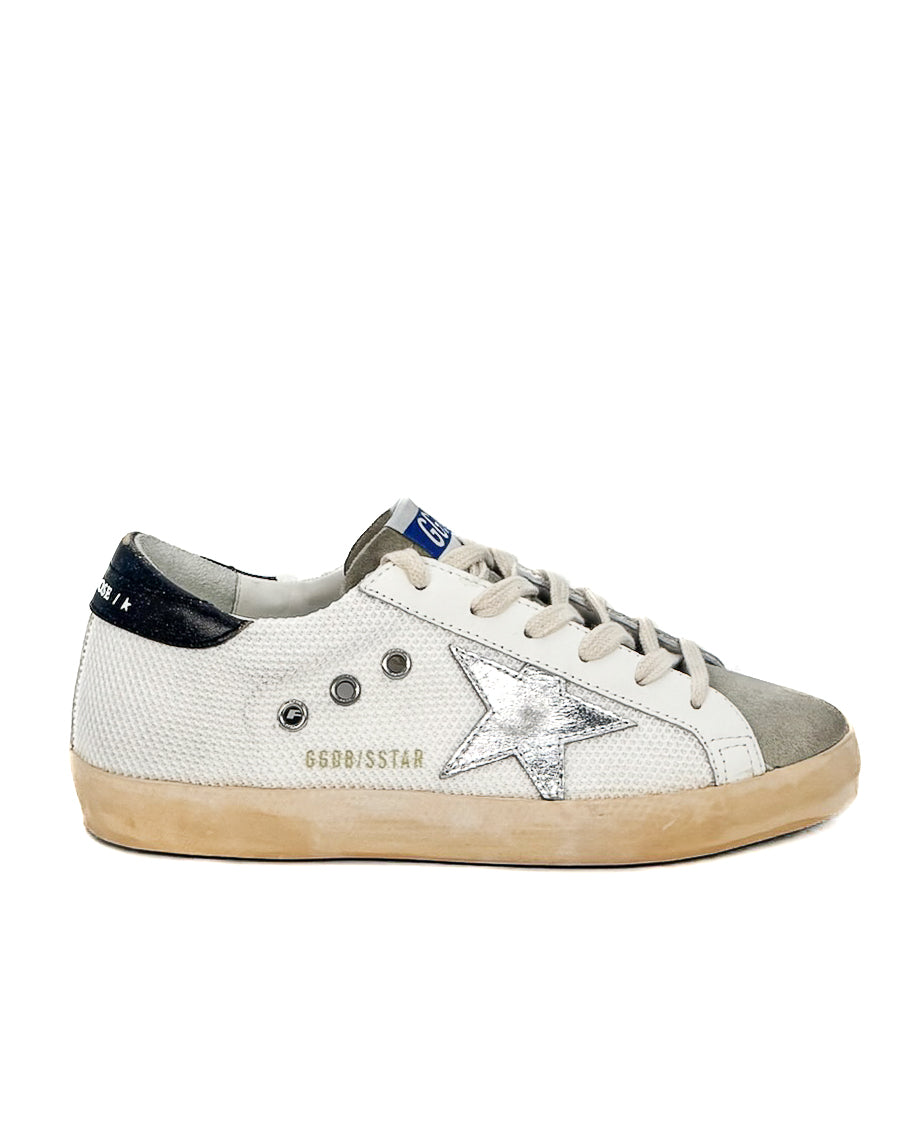GOLDEN GOOSE - SUPER STAR CLASSIC WITH LIST WHITE/TAUPE/SILVER
