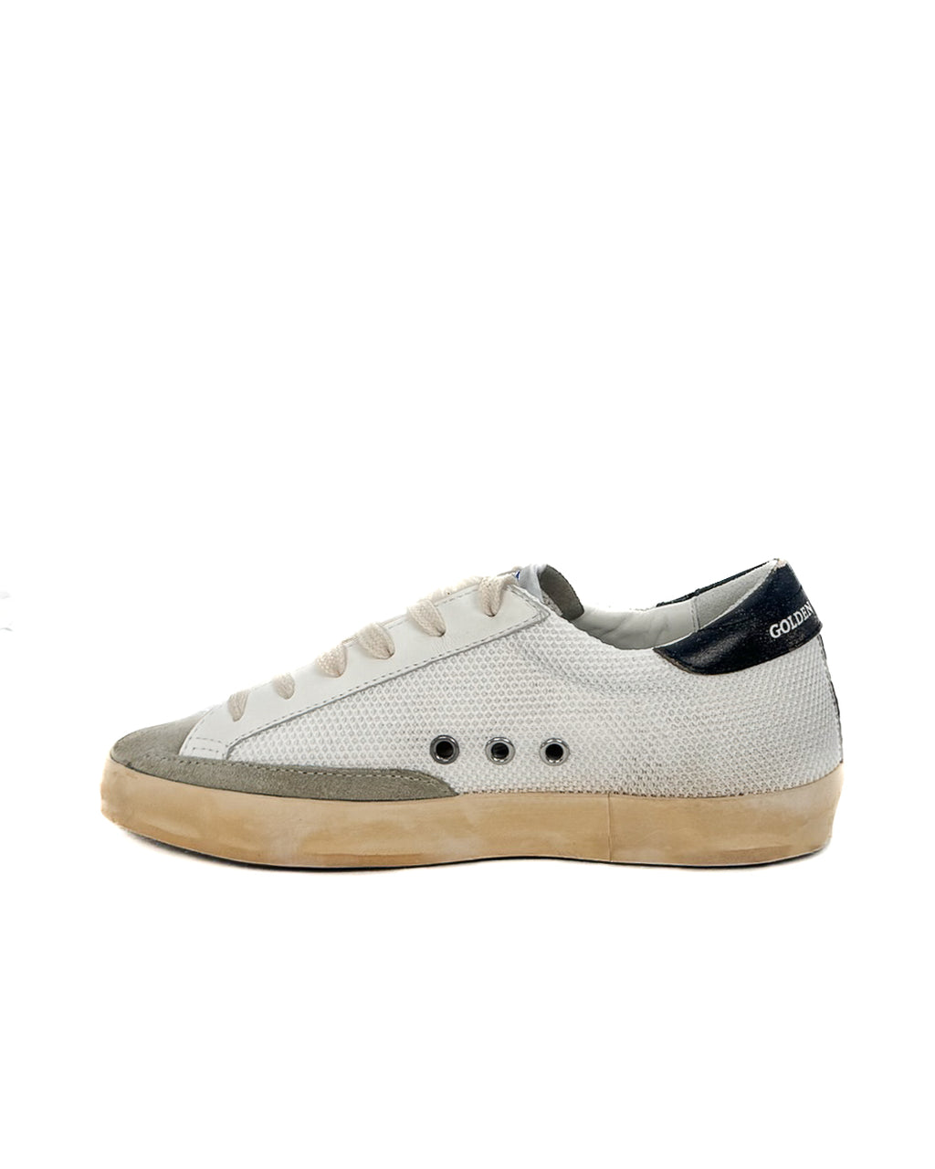 GOLDEN GOOSE - SUPER STAR CLASSIC WITH LIST WHITE/TAUPE/SILVER