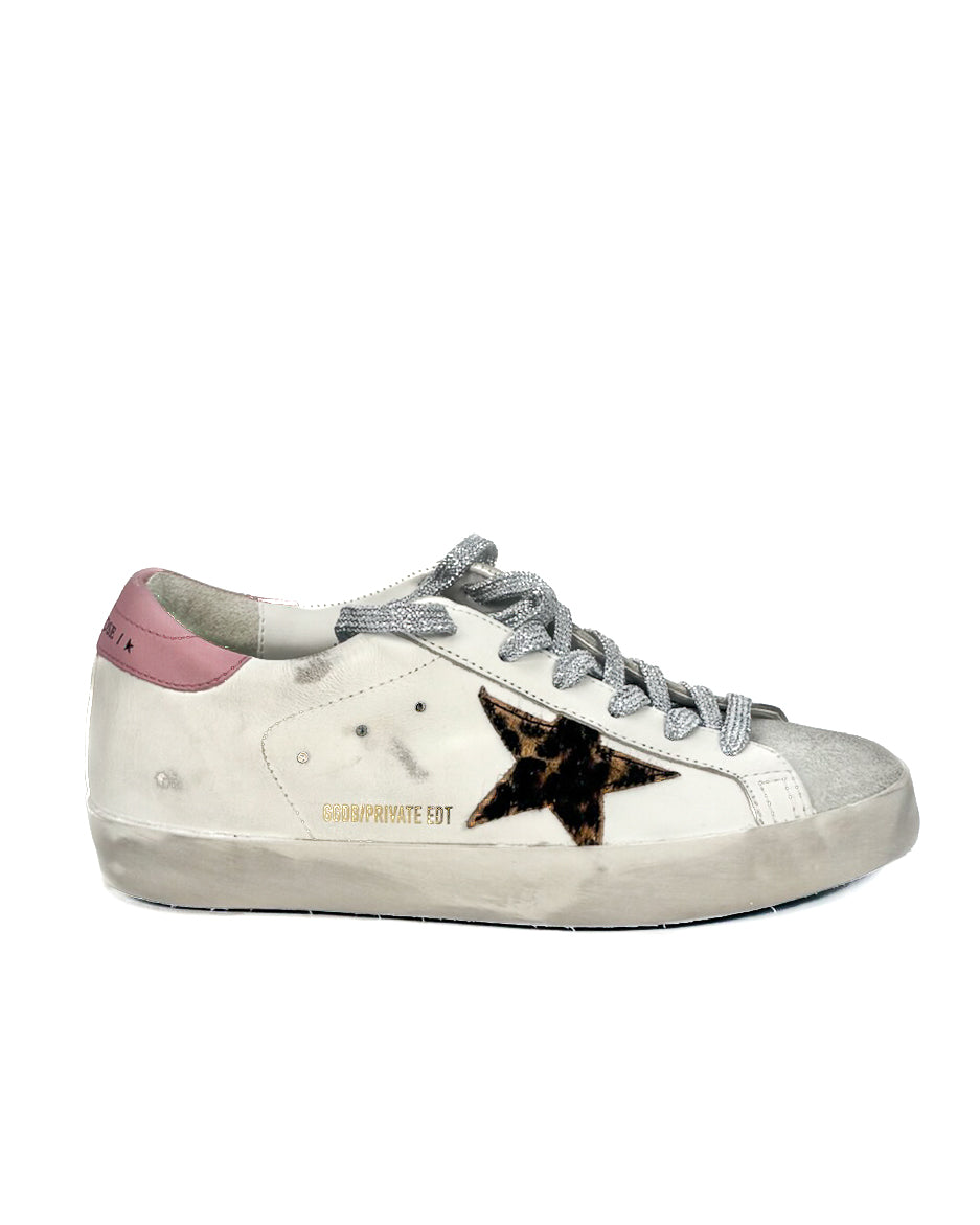 GOLDEN GOOSE - SUPER STAR CLASSIC WITH LIST WHITE/ICE/LEOPARD/OLD