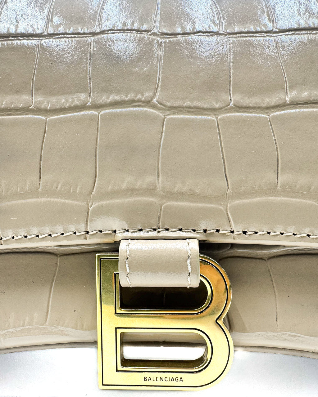 BALENCIAGA - SHINY EMBOSSED CROC CALF AG NUDE
