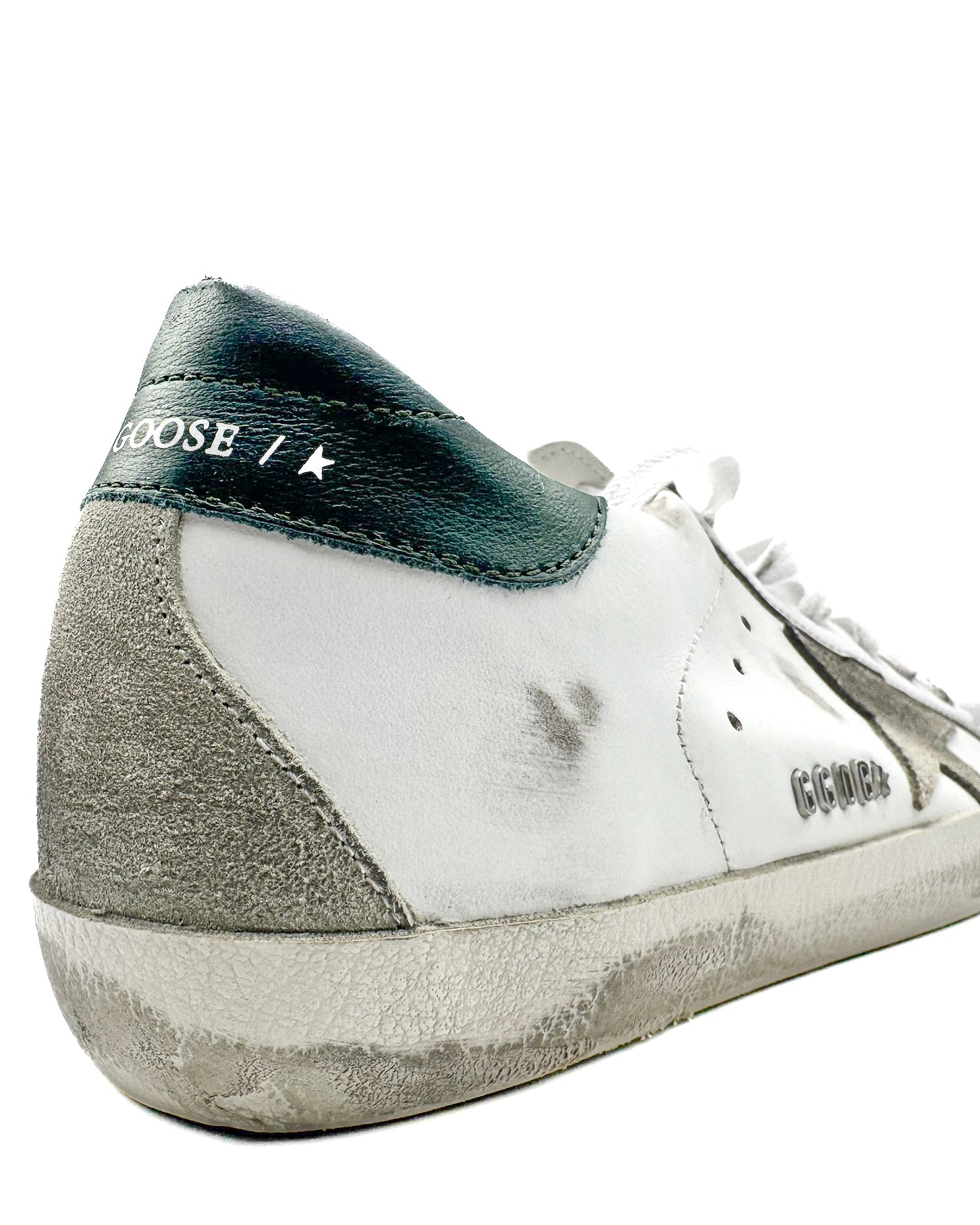 GOLDEN GOOSE - SUPER STAR WHITE/DARK GREEN