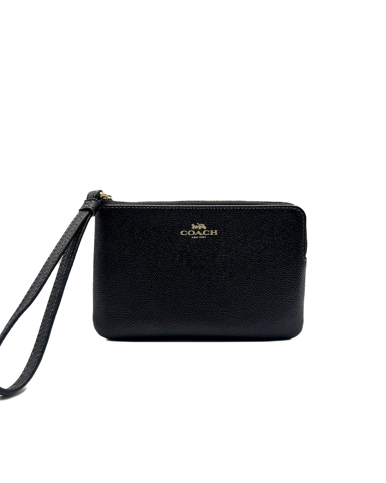 COACH - CORNER ZIP IN CROSSGRAIN LEATH BLACK