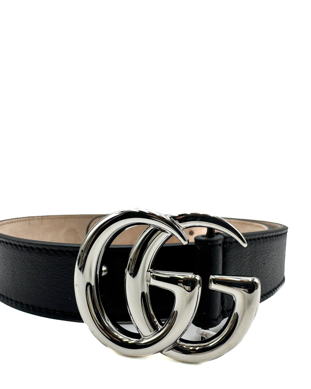 GUCCI - J G BELT LEATHER SILVER/BLACK