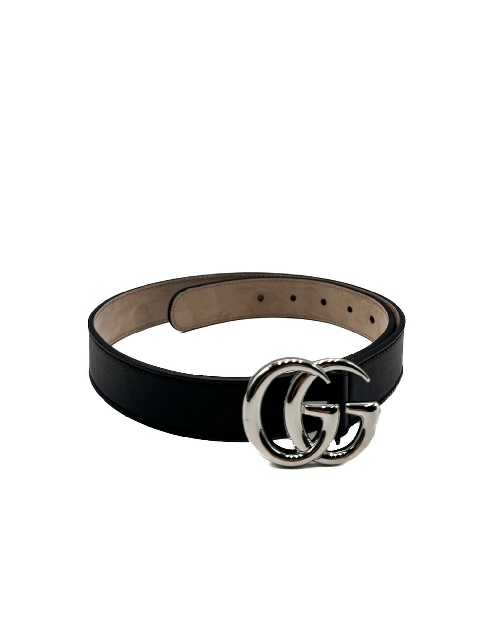 GUCCI - J G BELT LEATHER SILVER/BLACK