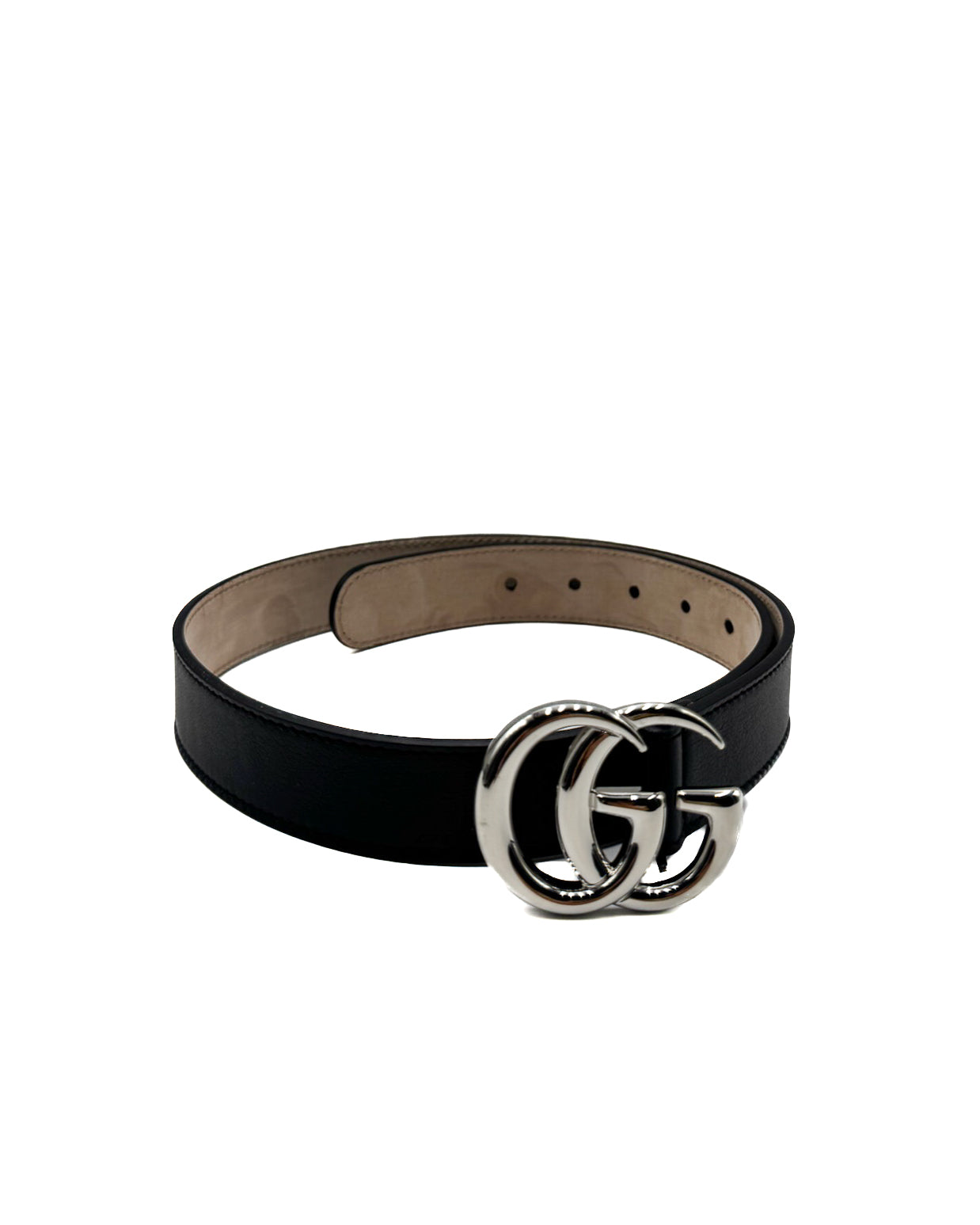 GUCCI - J G BELT LEATHER SILVER/BLACK
