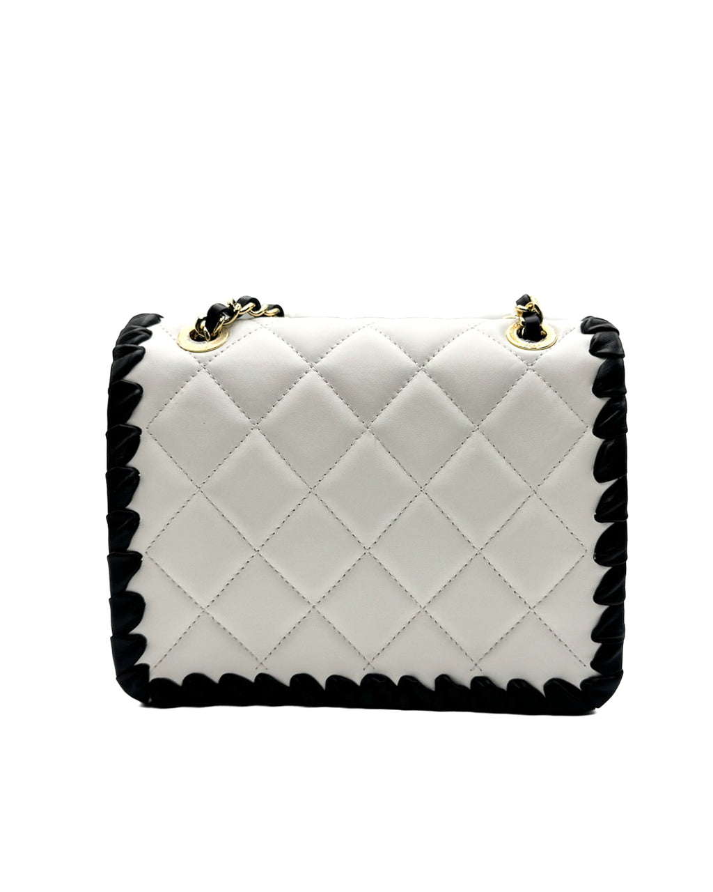 CHANEL - MINI FLAP BAG WHITE/BLACK