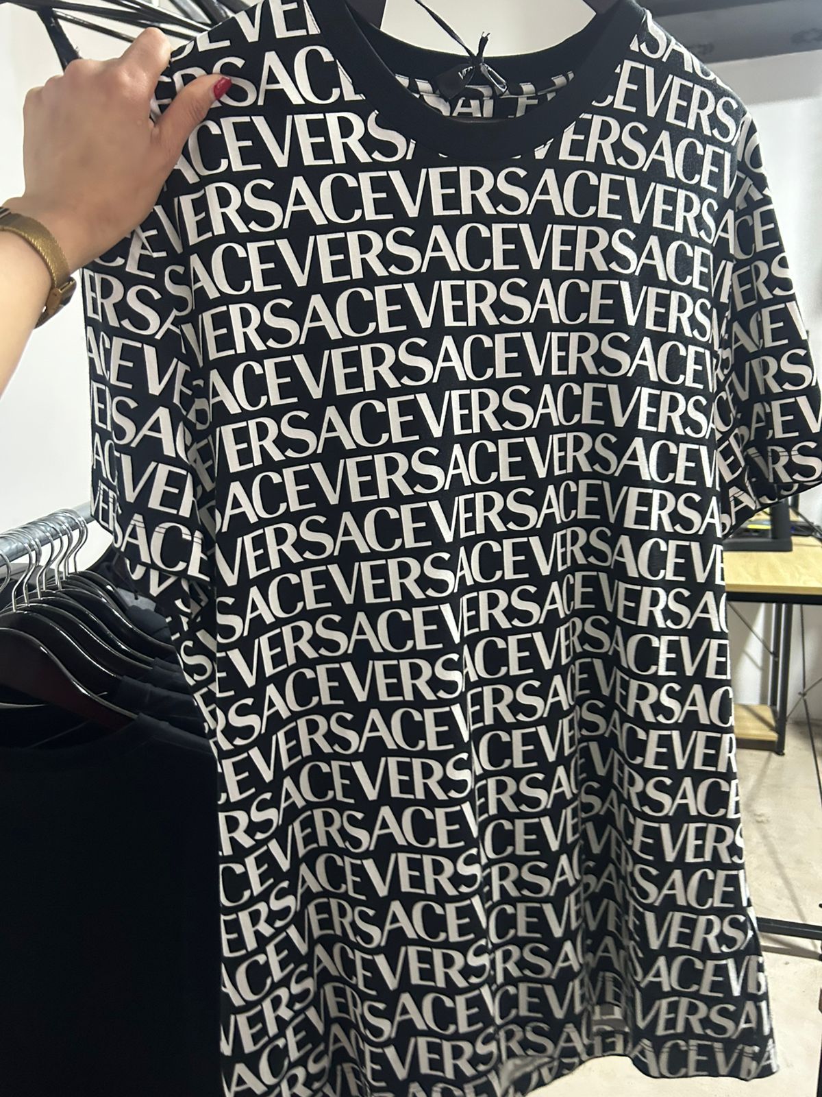 VERSACE - ALL OVER LOGO T-SHIRT BLACK/WHITE