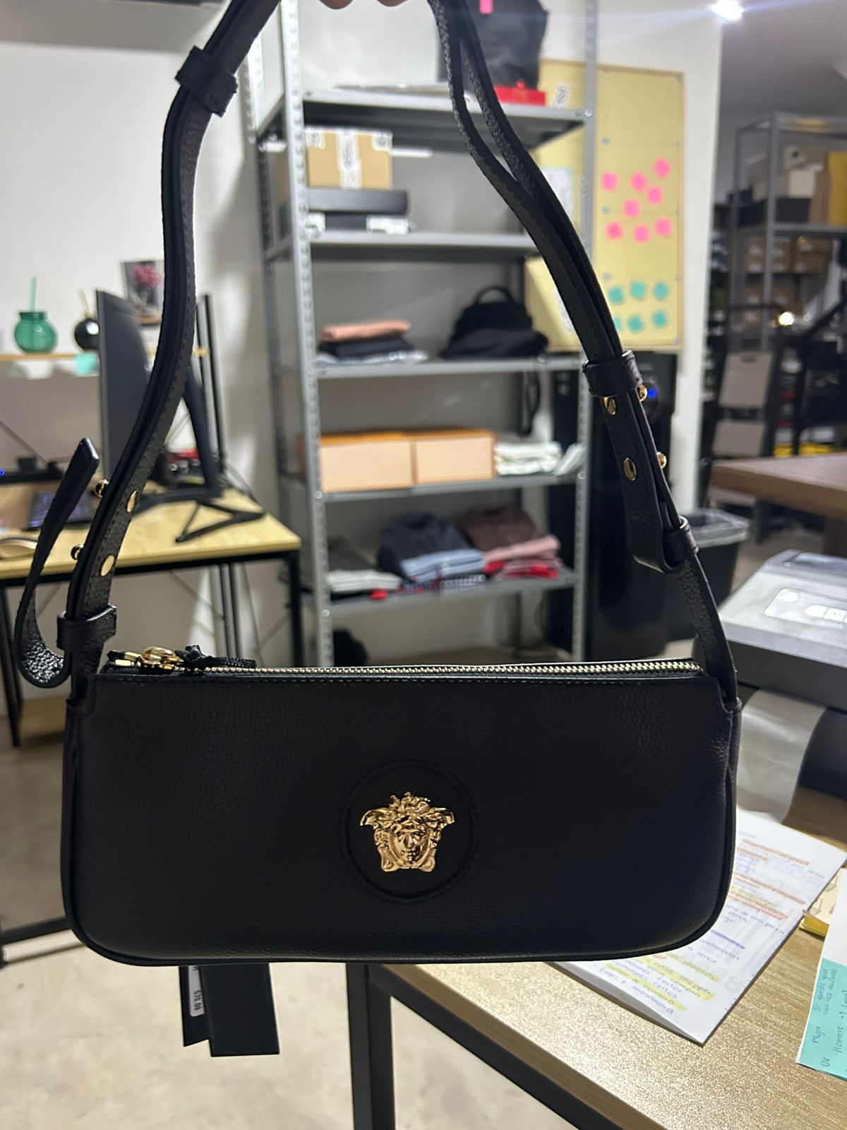VERSACE - SHOULDER BAG VITELLO GRANATO BLACK