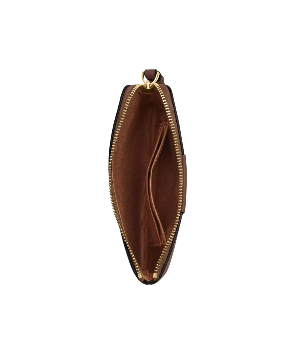 CORNER ZIPPER SIGNATURE LEATHER STRIPE IM/WALNUT/BLACK