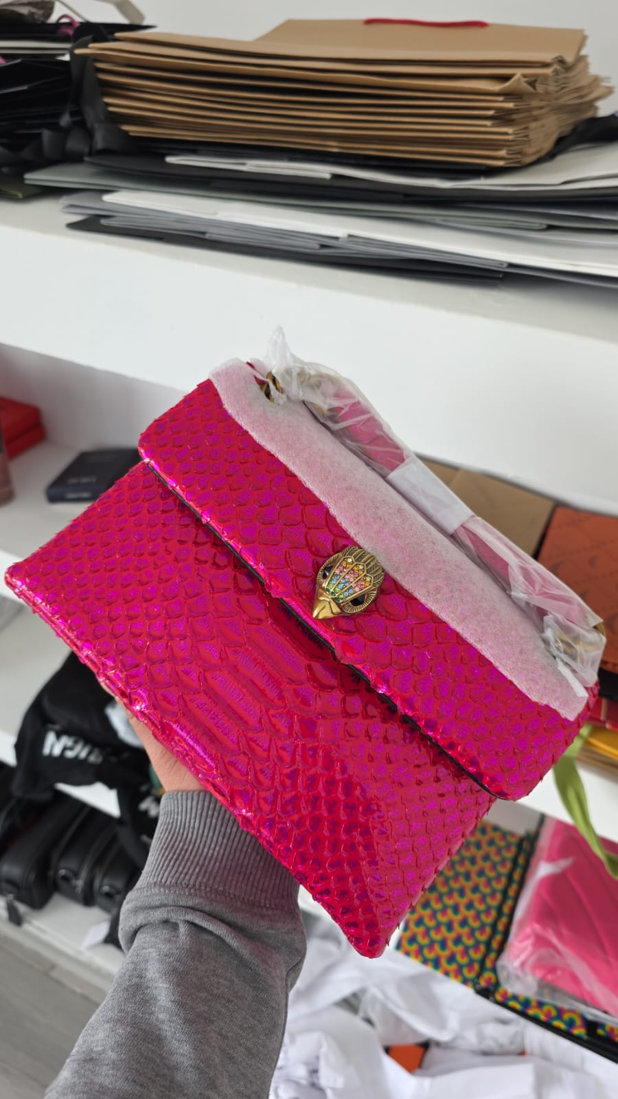 LEATHER MD KENSINGTON  FUCHSIA